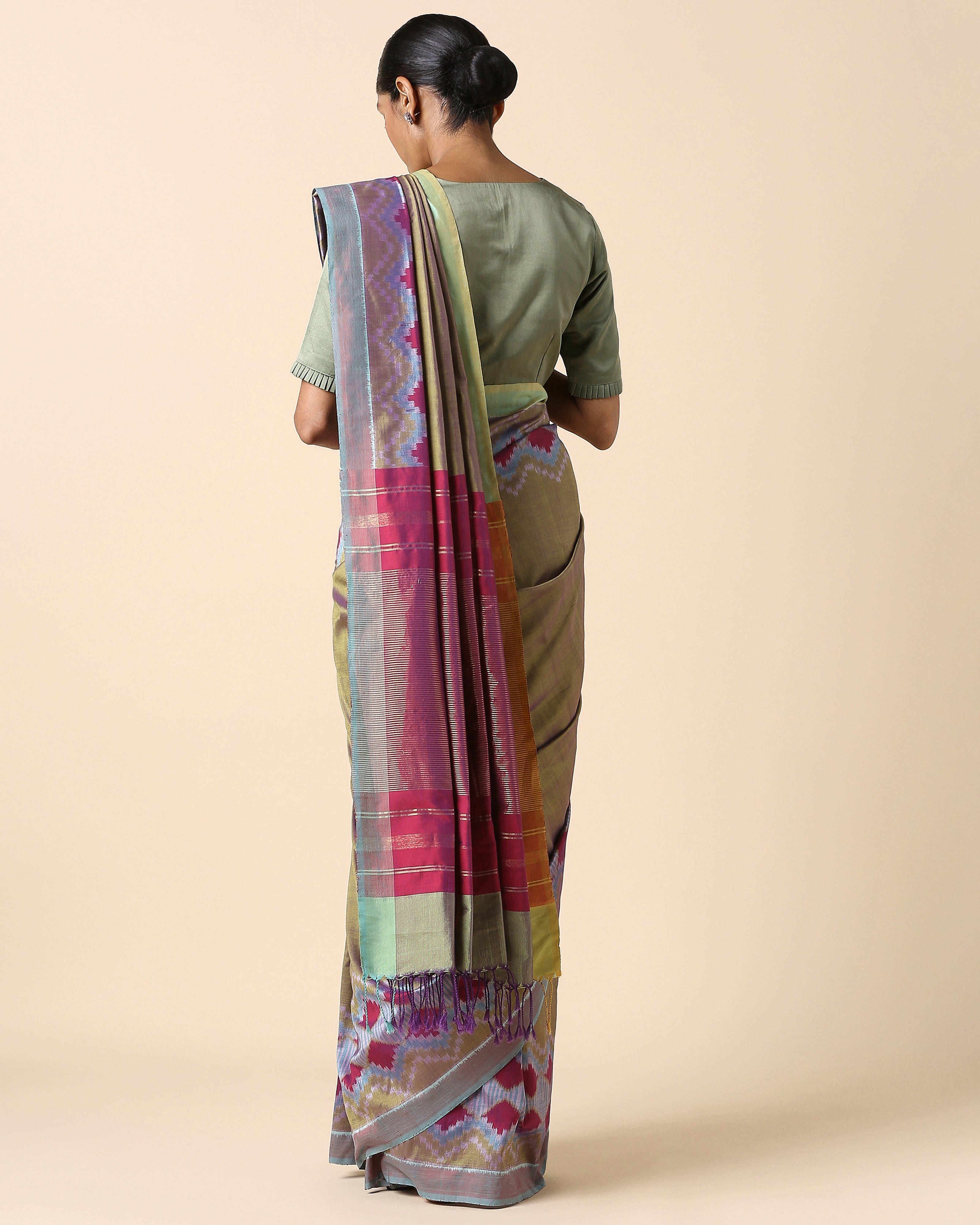 Namiah Pochampally Weft Ikat Cotton Silk Saree