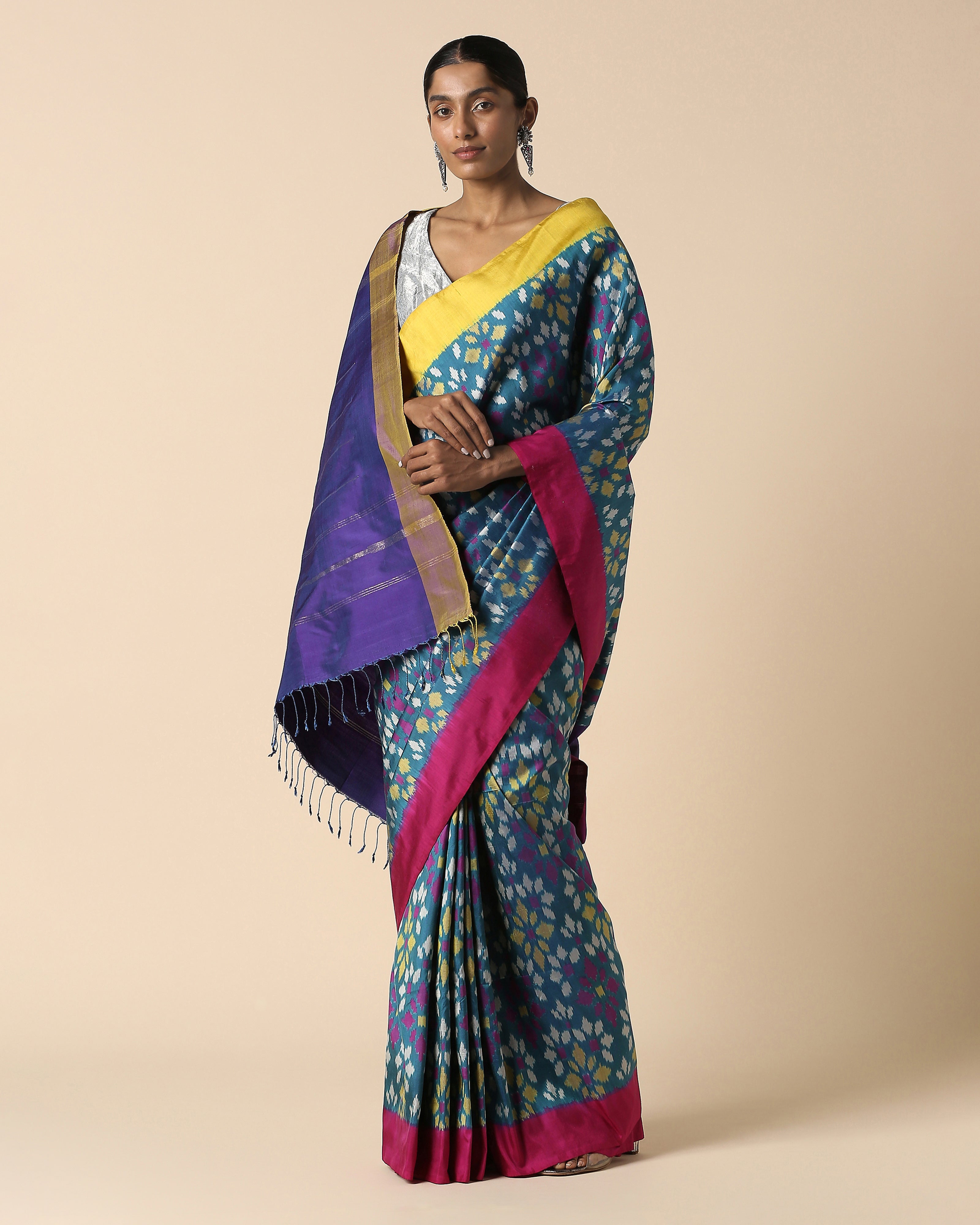 Quila Pochampally Weft Ikat Silk Saree