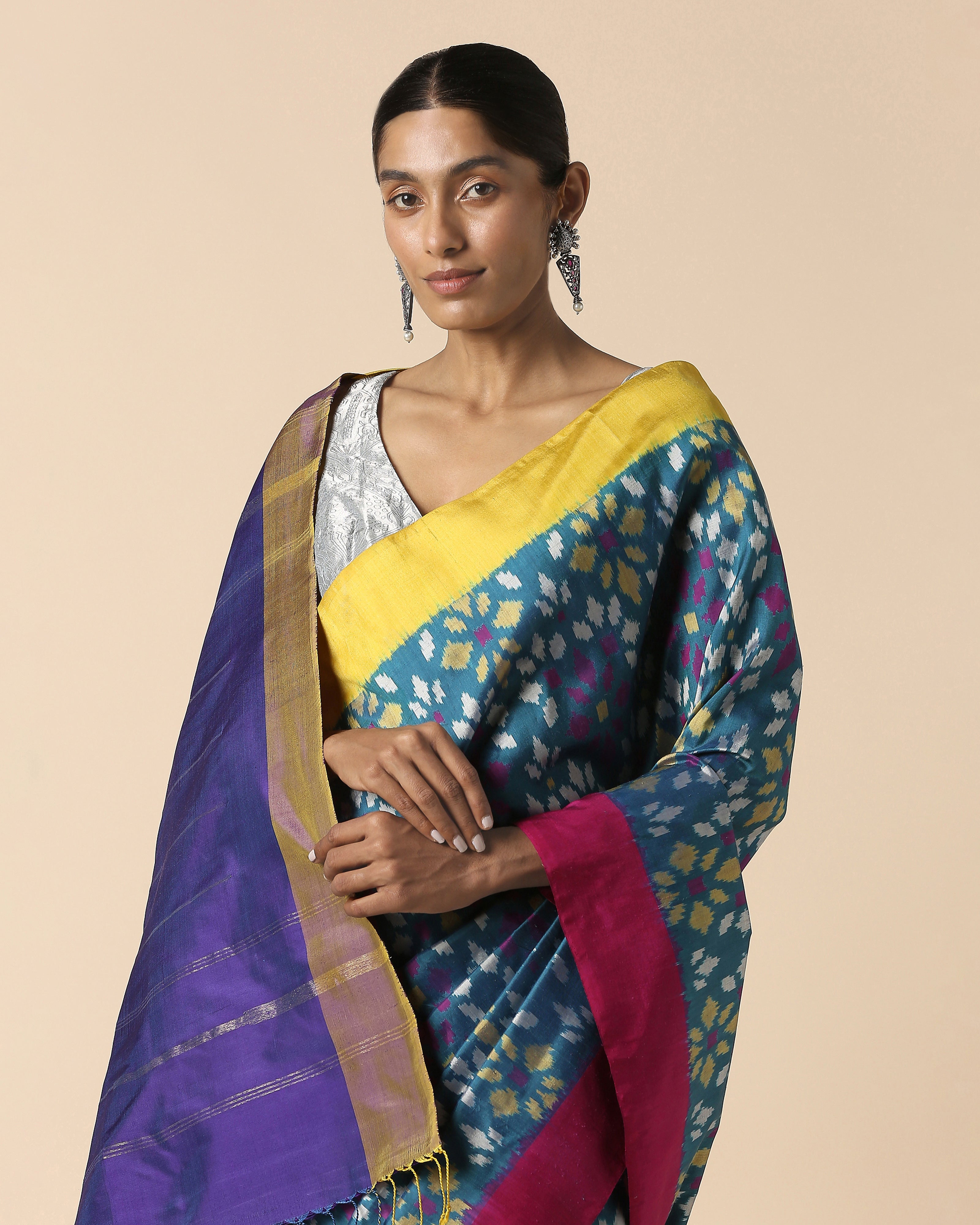 Quila Pochampally Weft Ikat Silk Saree