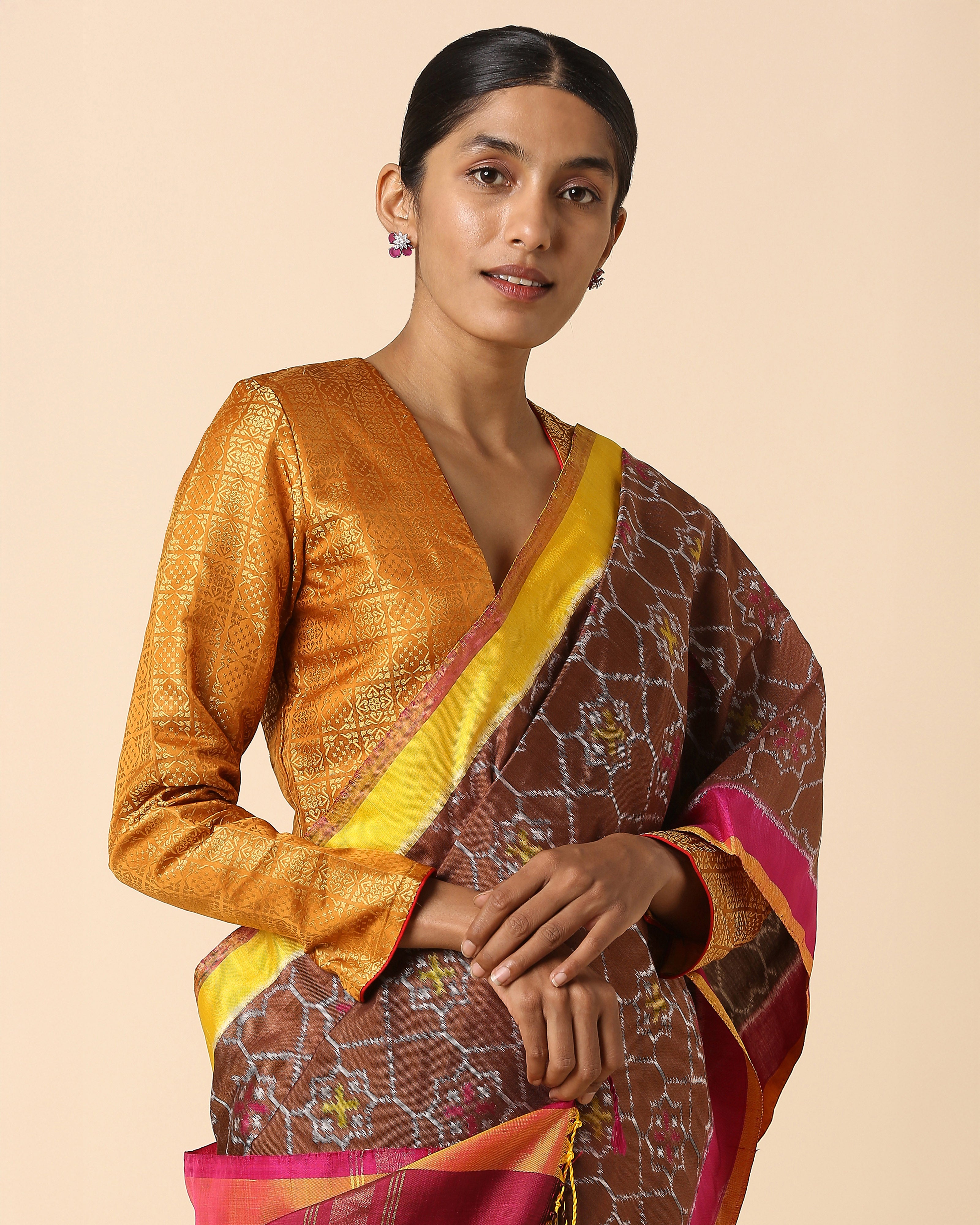 Raakhi Pochampally Weft Ikat Silk Saree