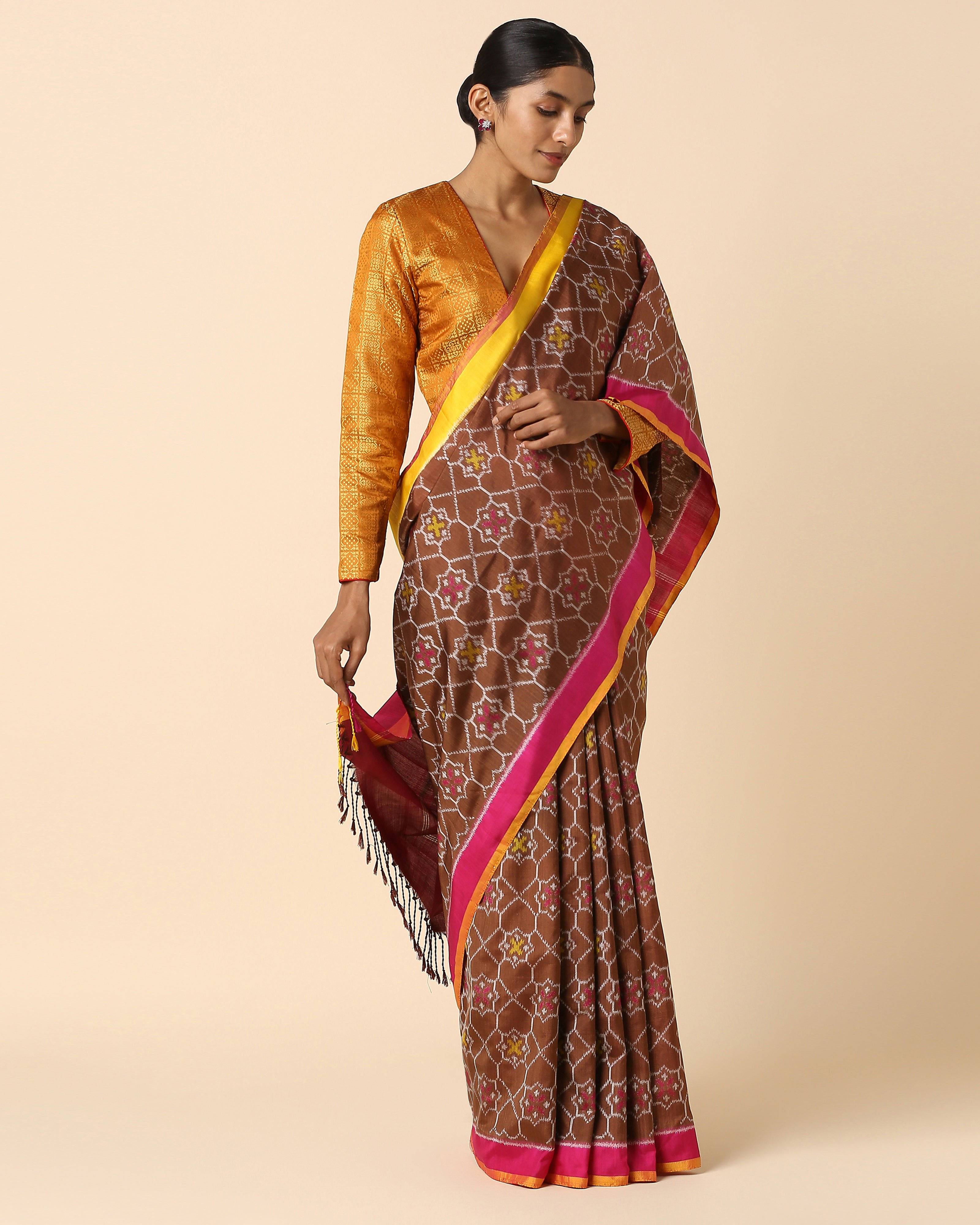 Raakhi Pochampally Weft Ikat Silk Saree
