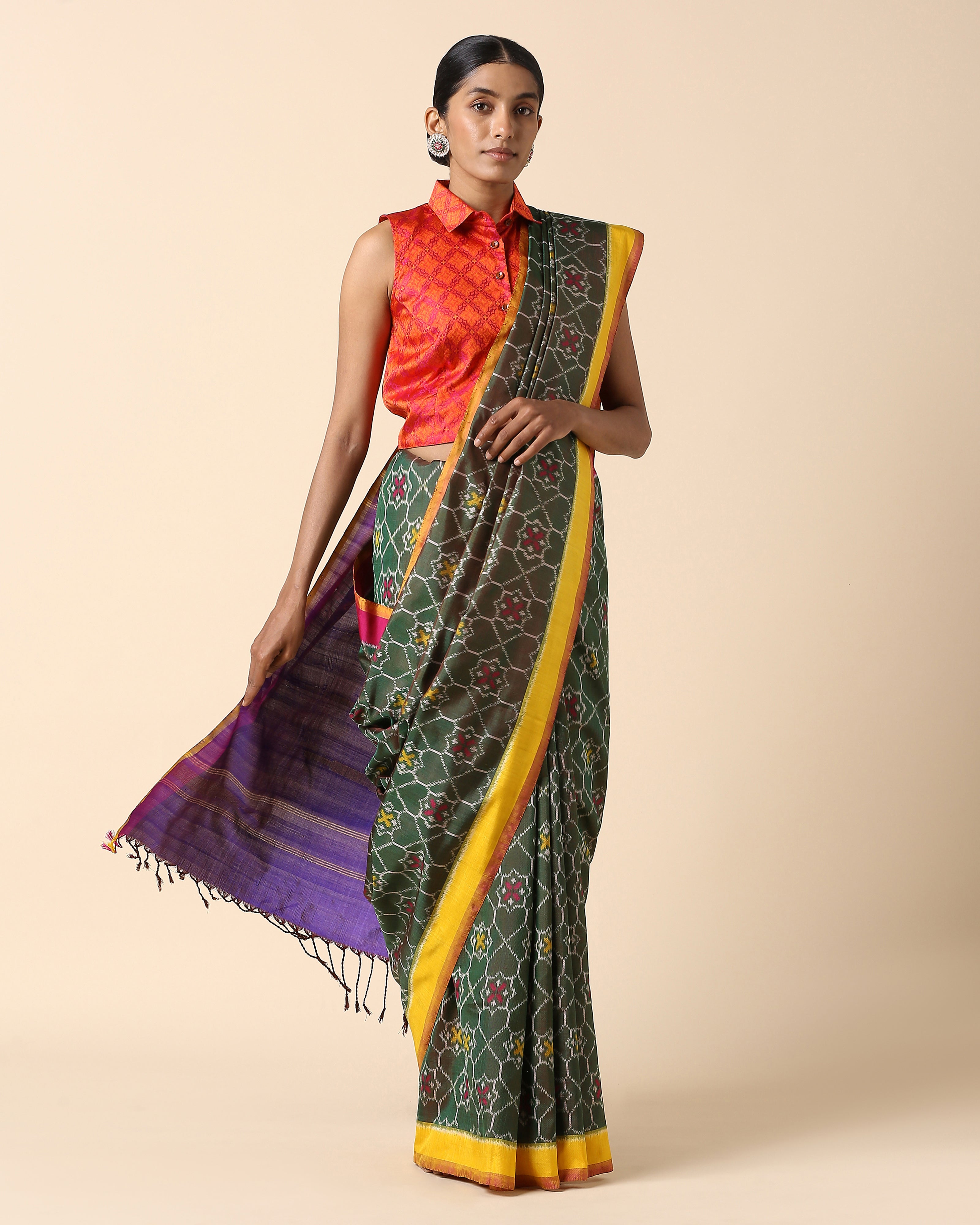 Raakhi Pochampally Weft Ikat Silk Saree