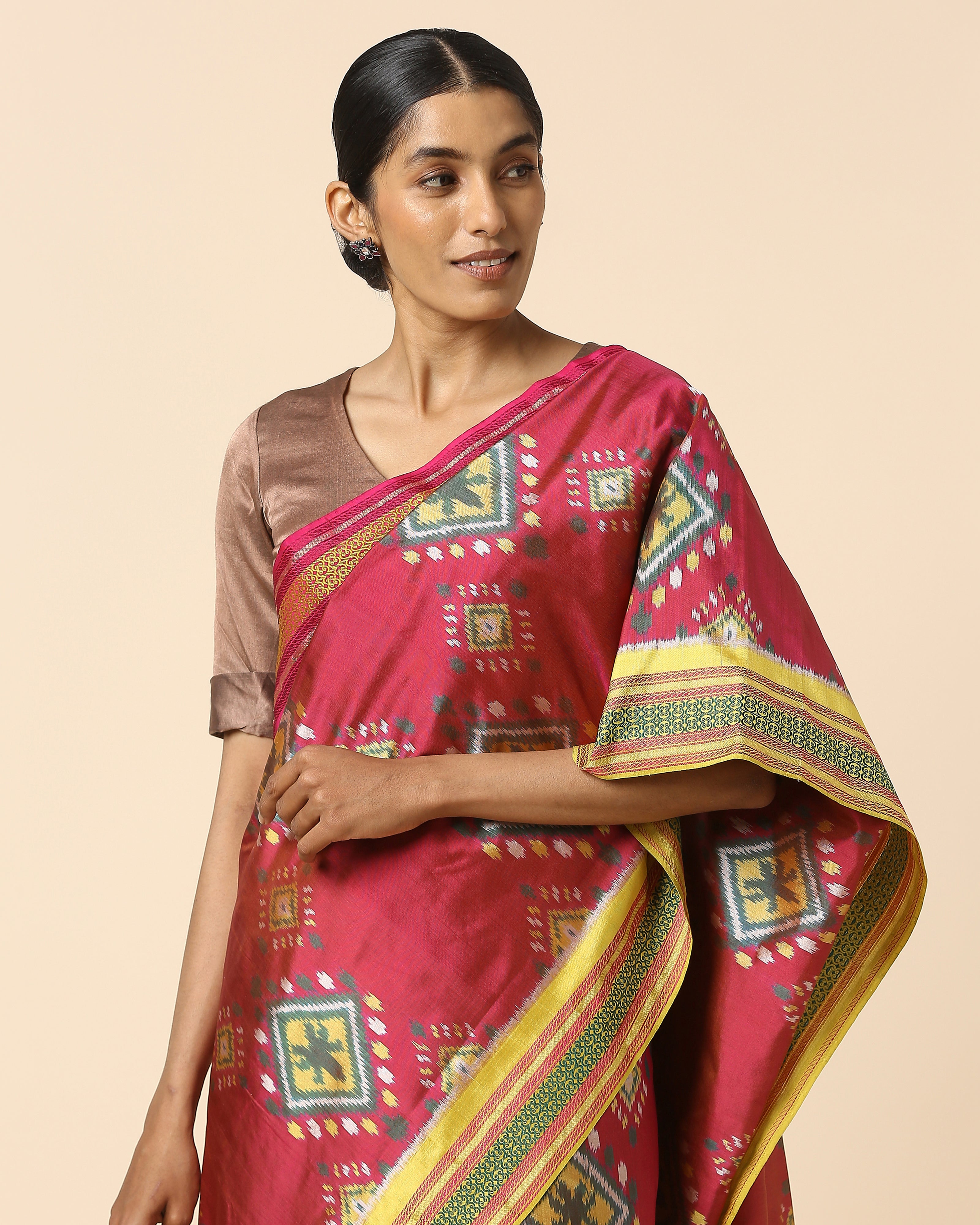 Idaya Pochampally Weft Ikat Silk Saree