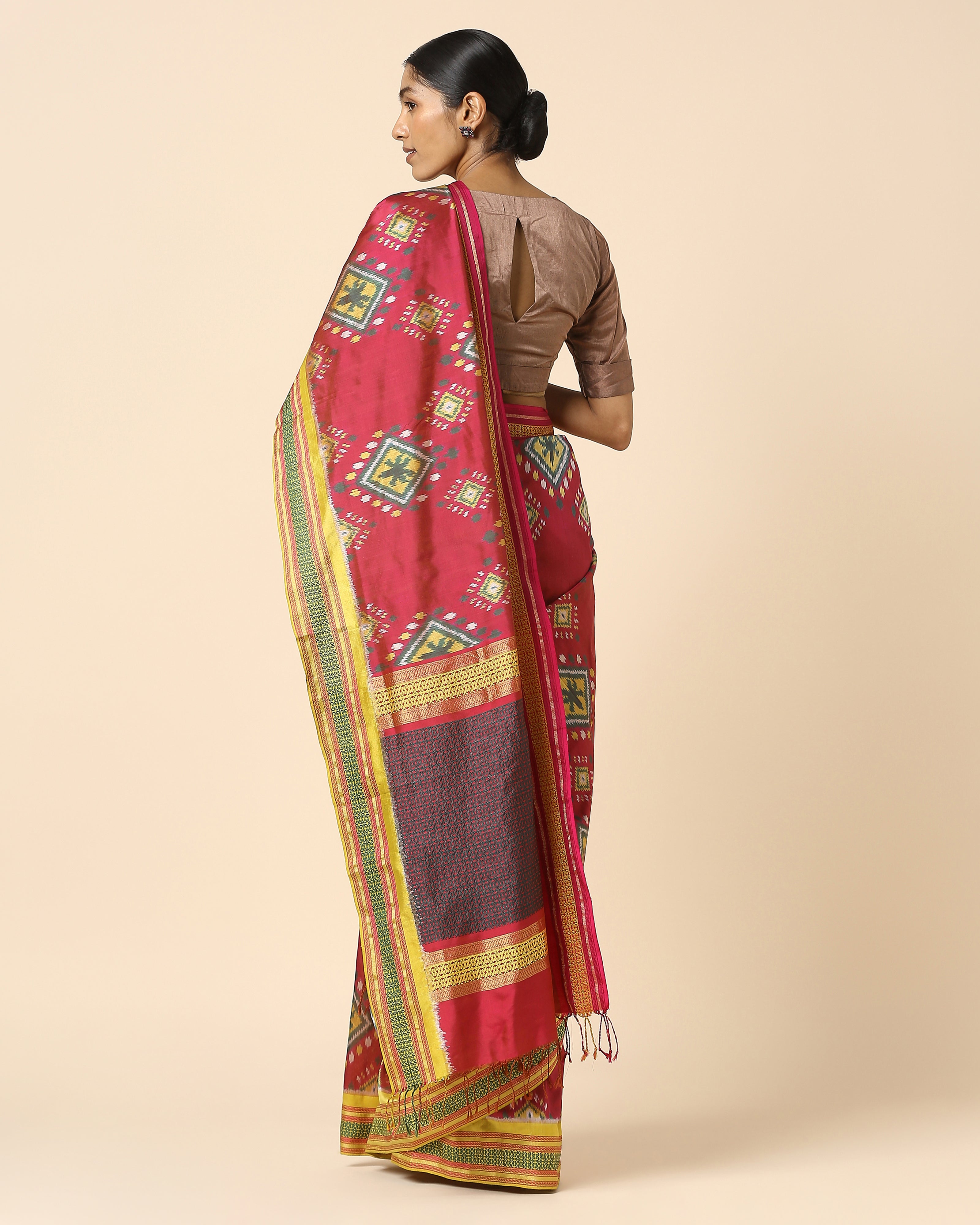 Idaya Pochampally Weft Ikat Silk Saree