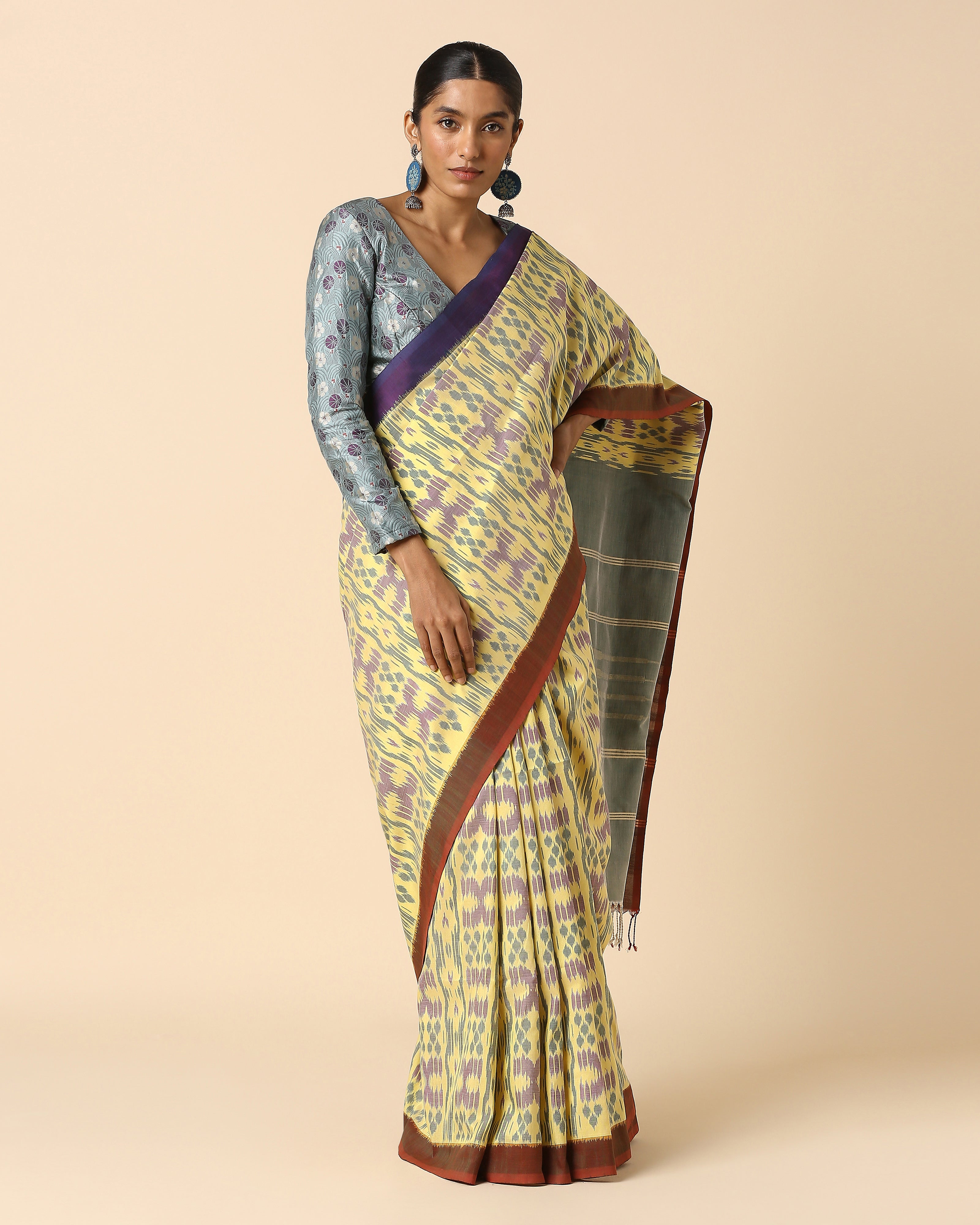Inala Pochampally Weft Ikat Cotton Silk Saree
