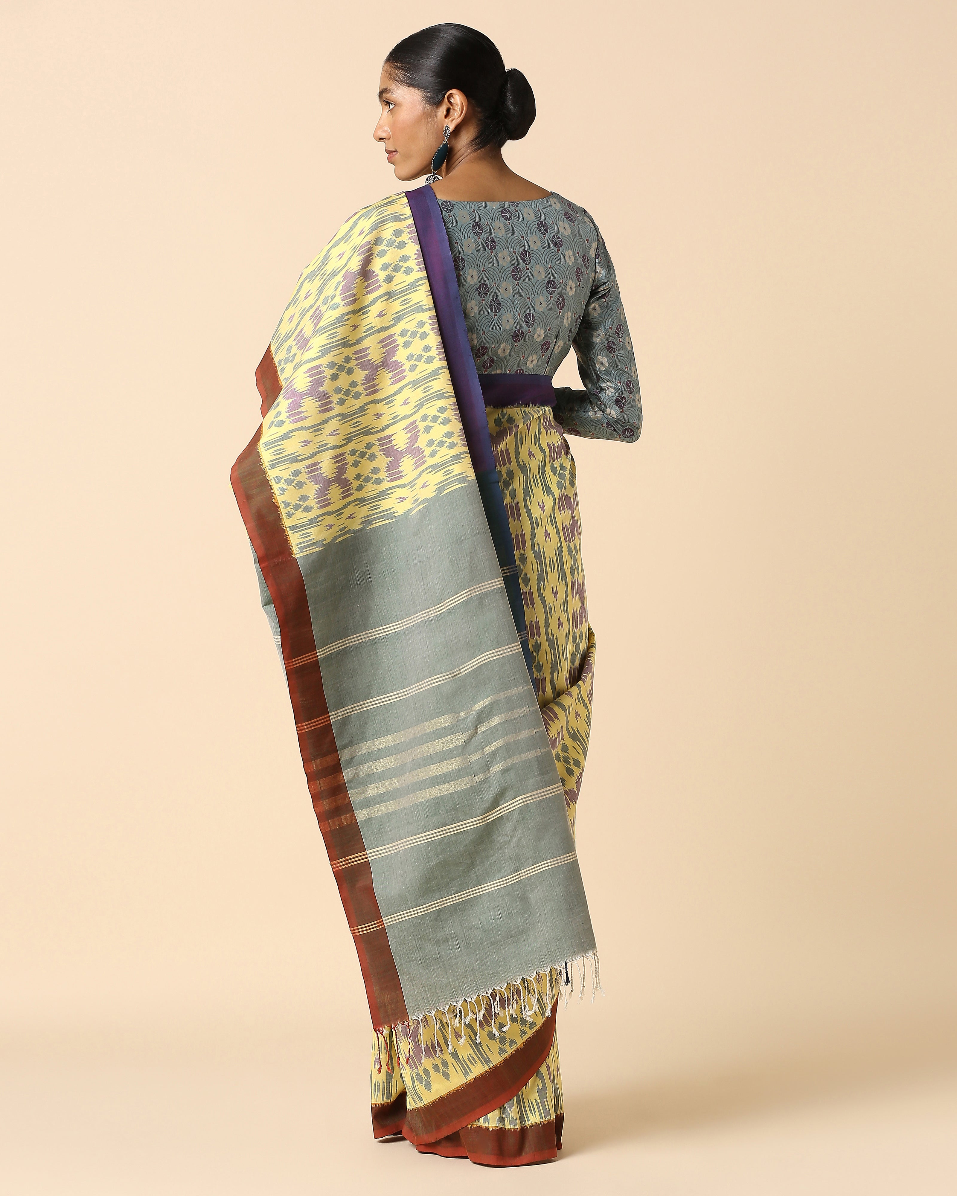 Inala Pochampally Weft Ikat Cotton Silk Saree