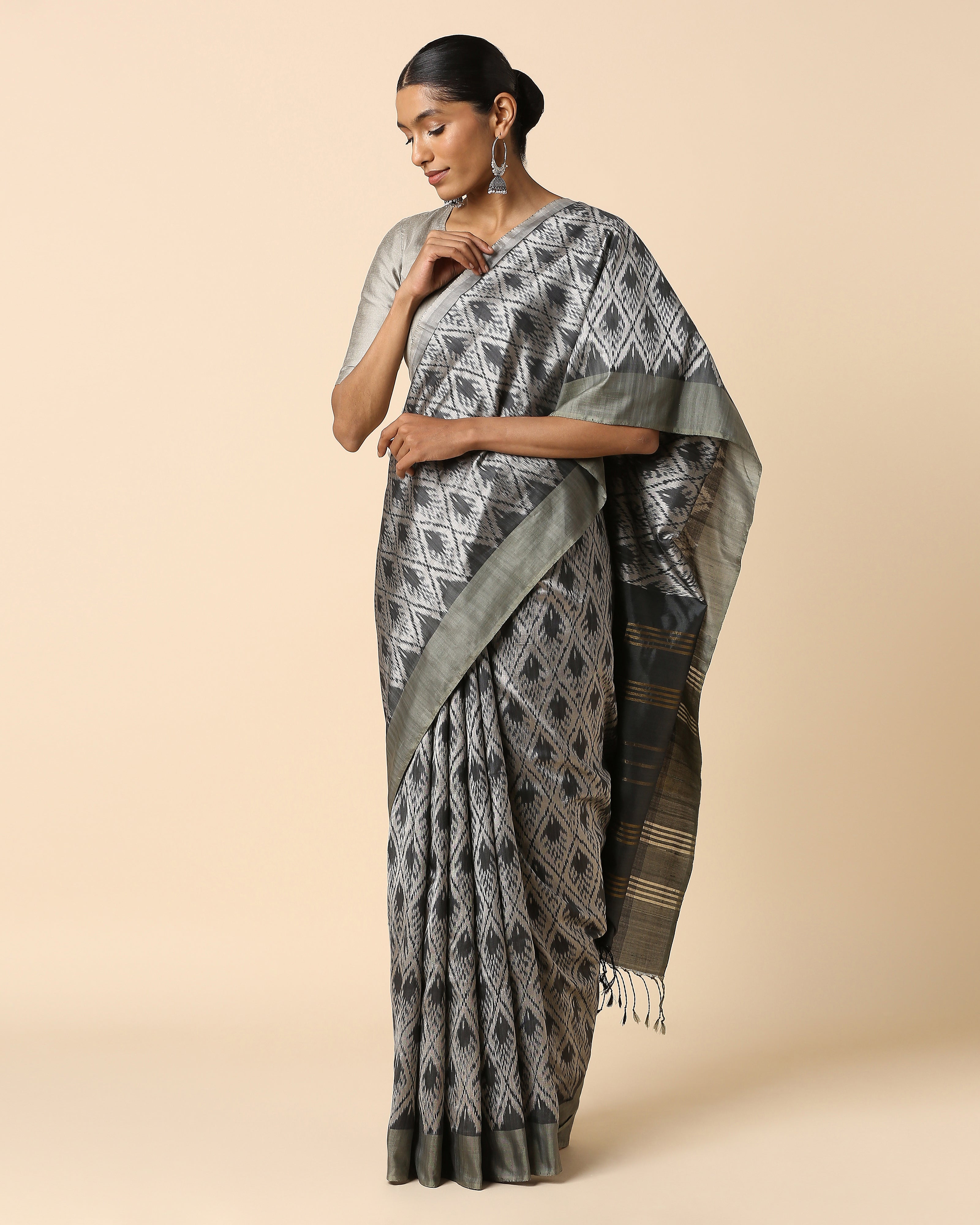 Bhanuni Pochampally Weft Ikat Silk Saree
