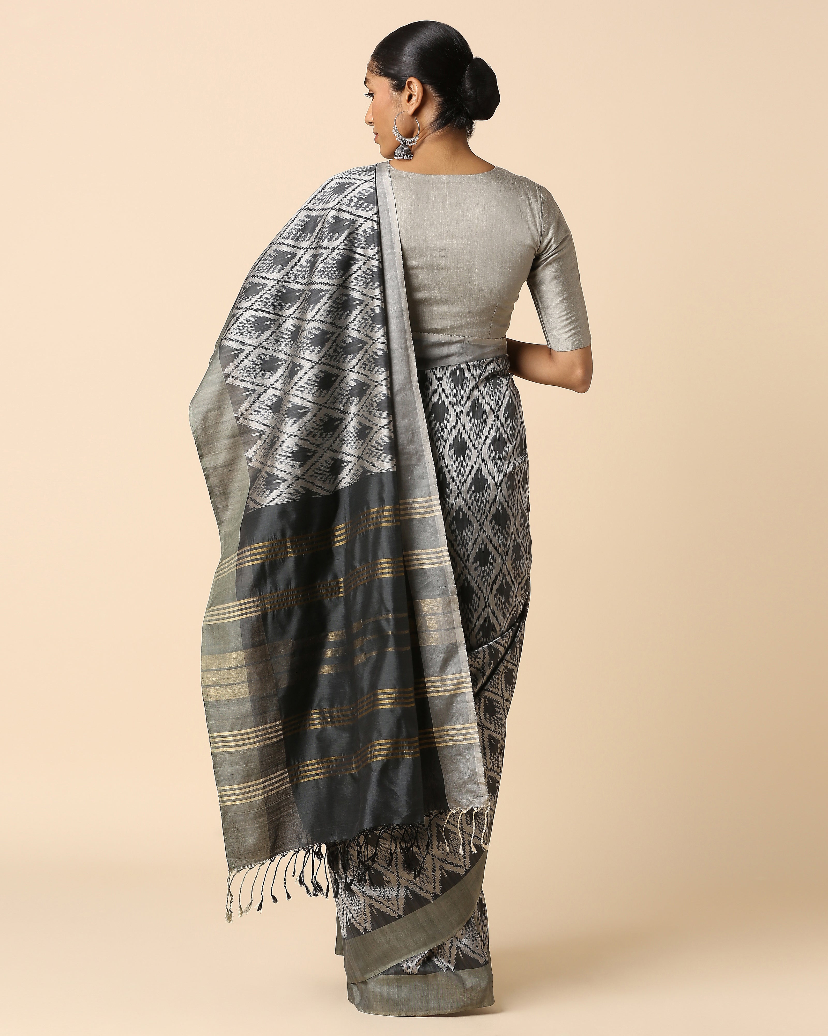 Bhanuni Pochampally Weft Ikat Silk Saree