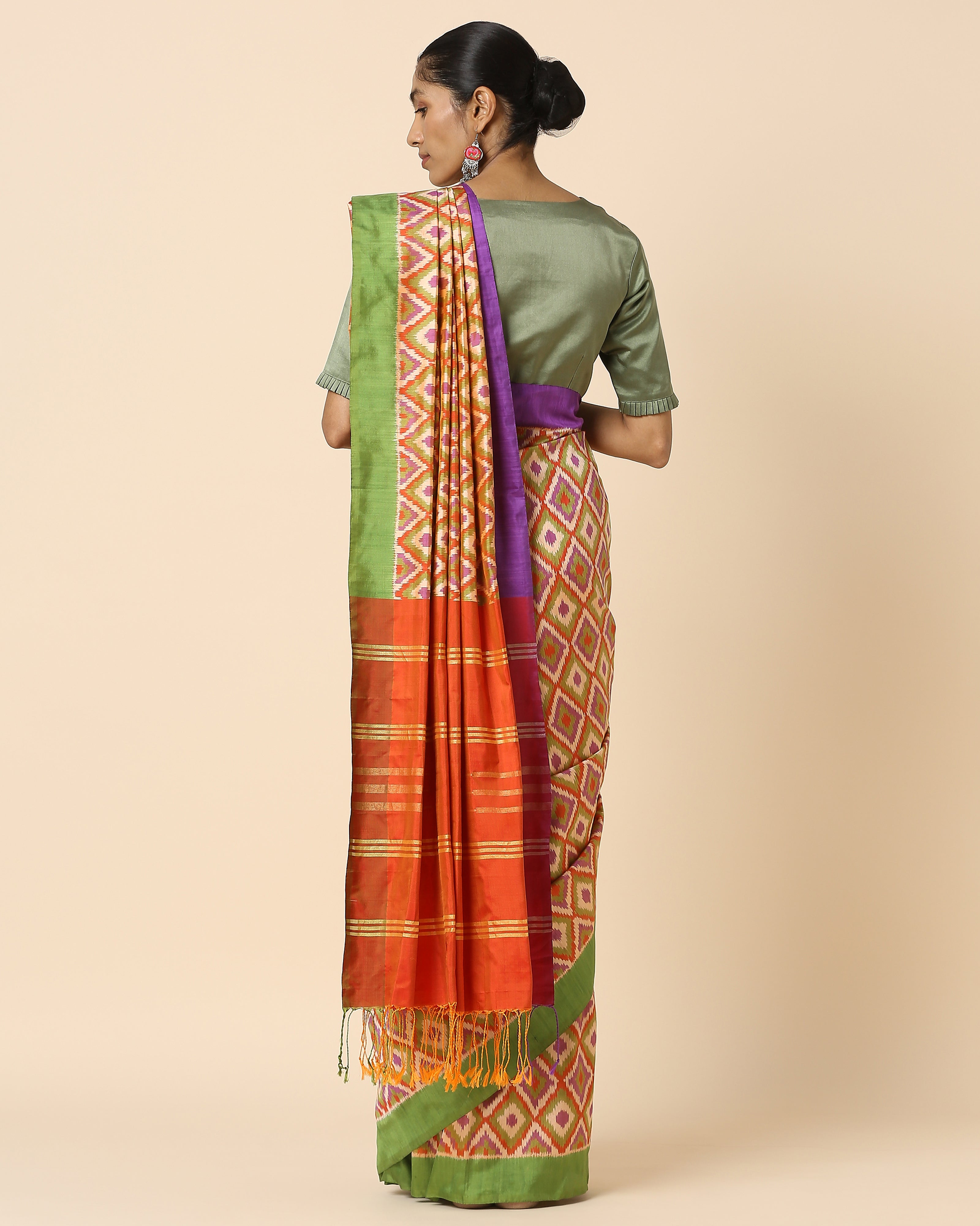Falina Pochampally Weft Ikat Silk Saree
