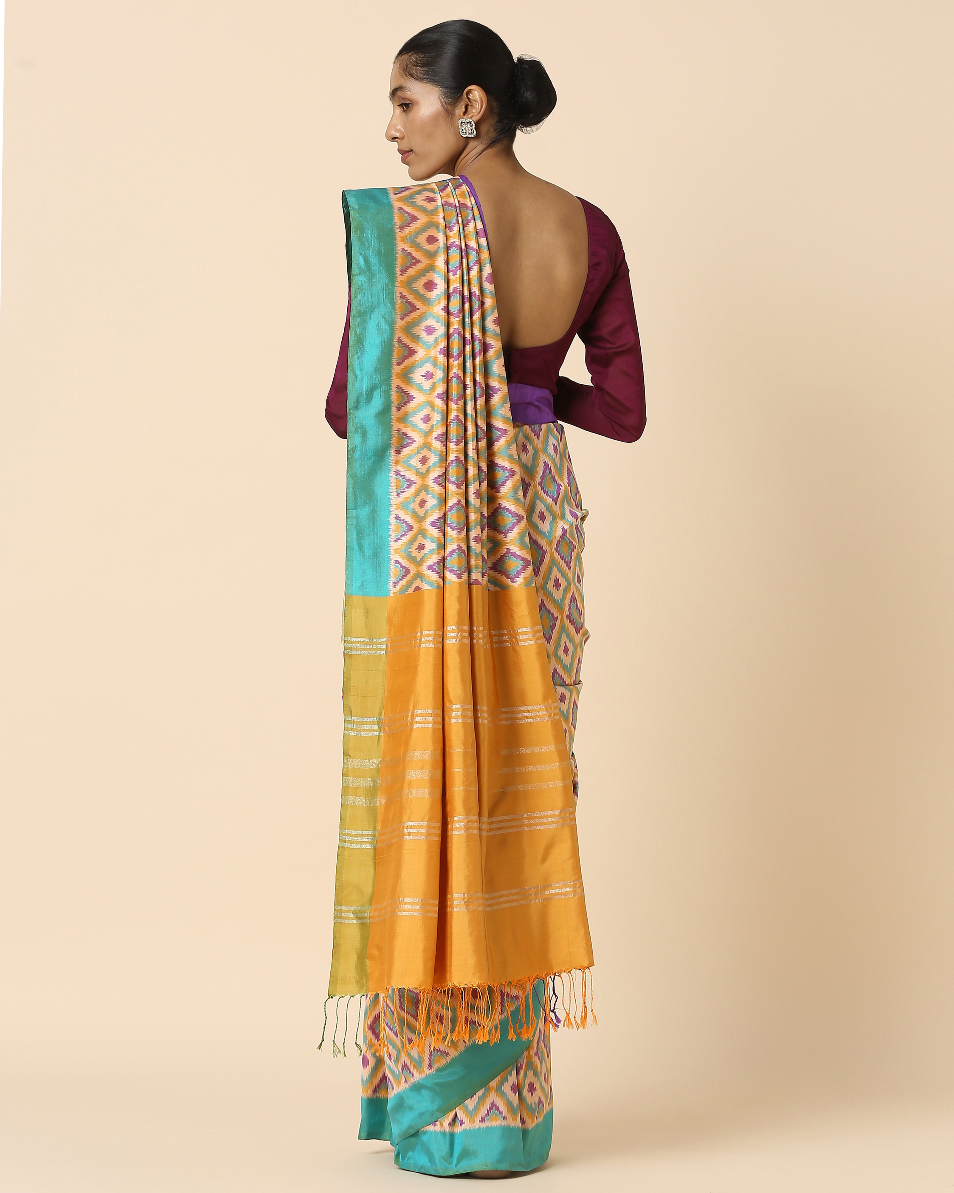 Falina Pochampally Weft Ikat Silk Saree