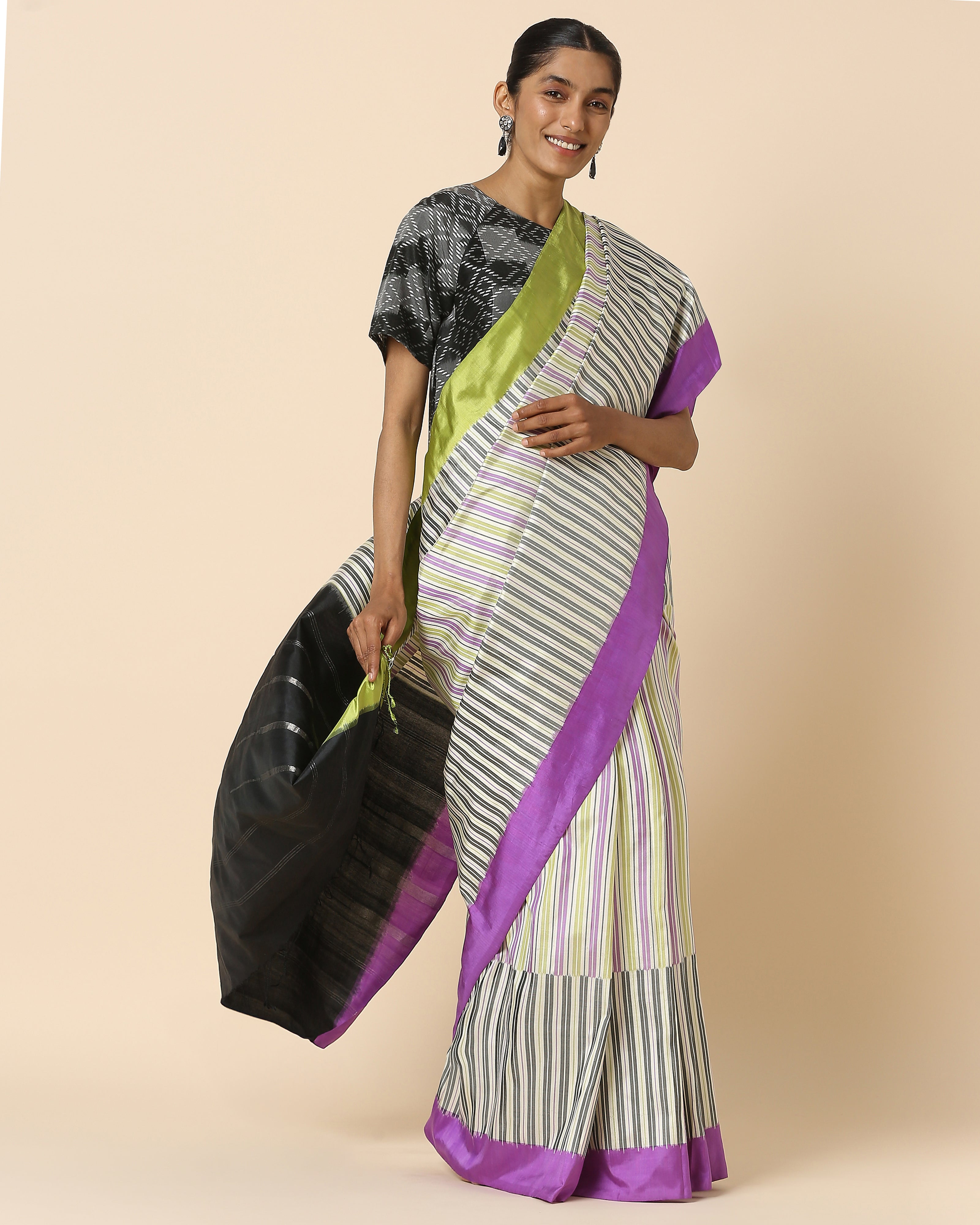 Lalani Pochampally Weft Ikat Silk Saree
