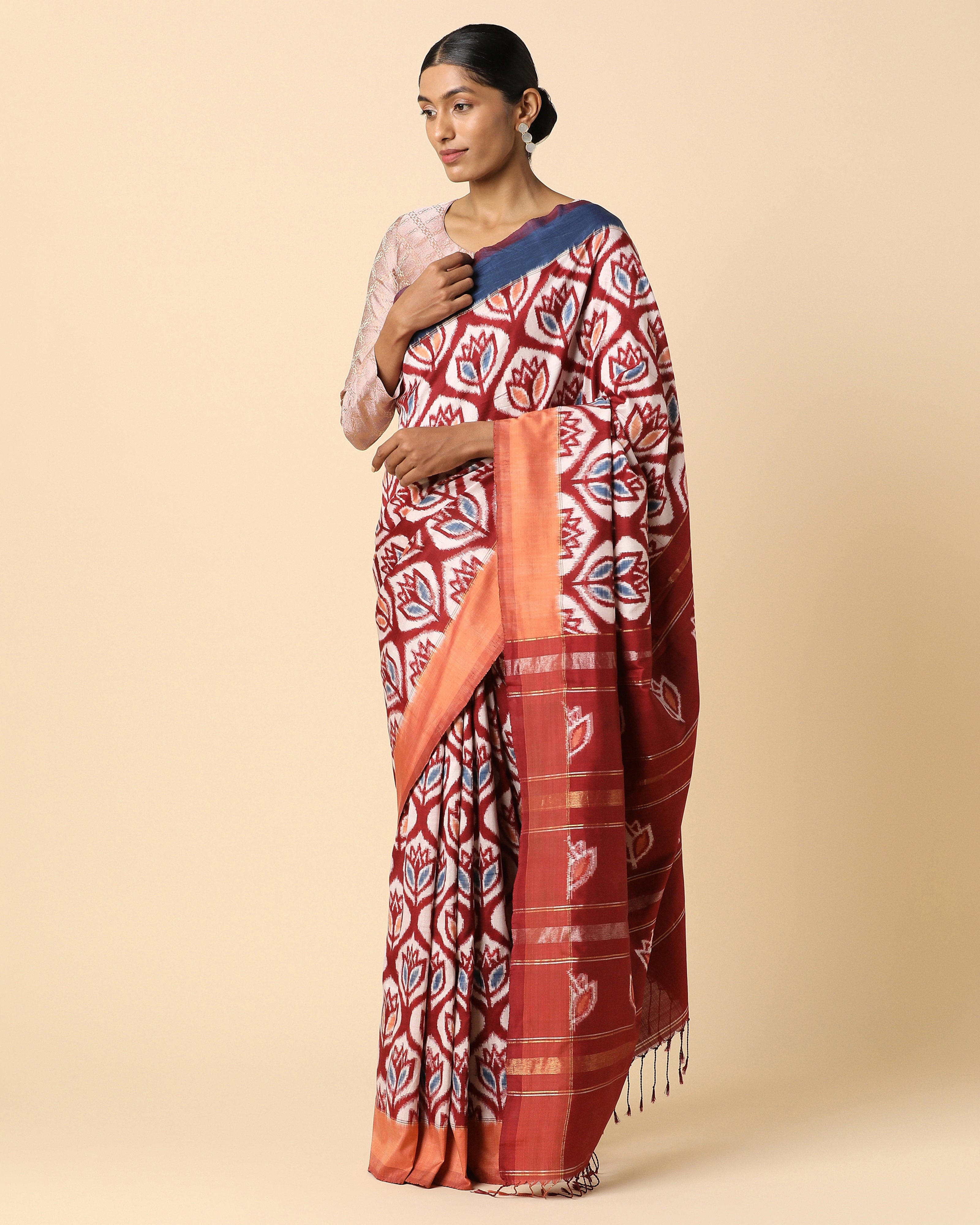 Khamaj Pochampally Double Ikat Silk Saree