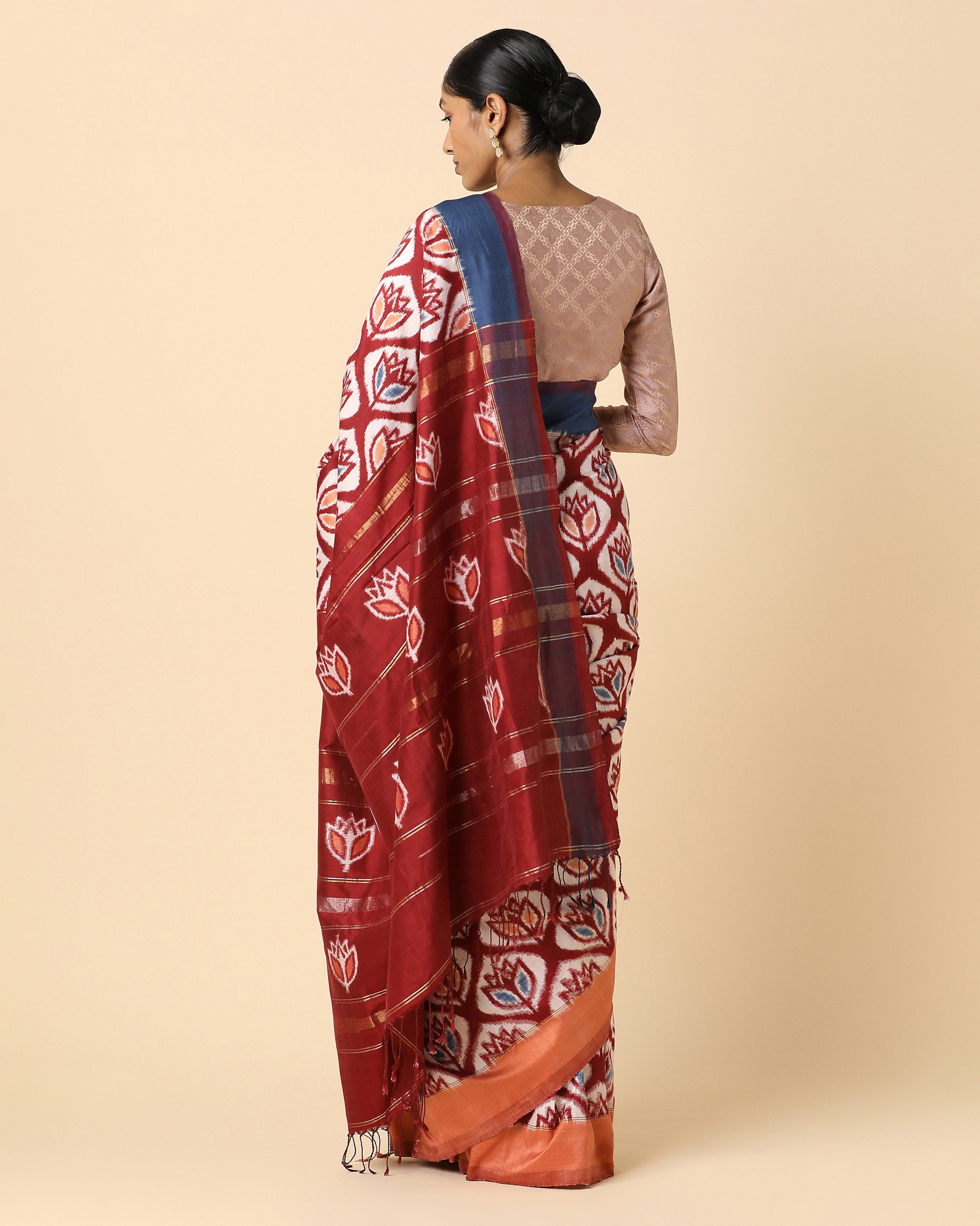 Khamaj Pochampally Double Ikat Silk Saree