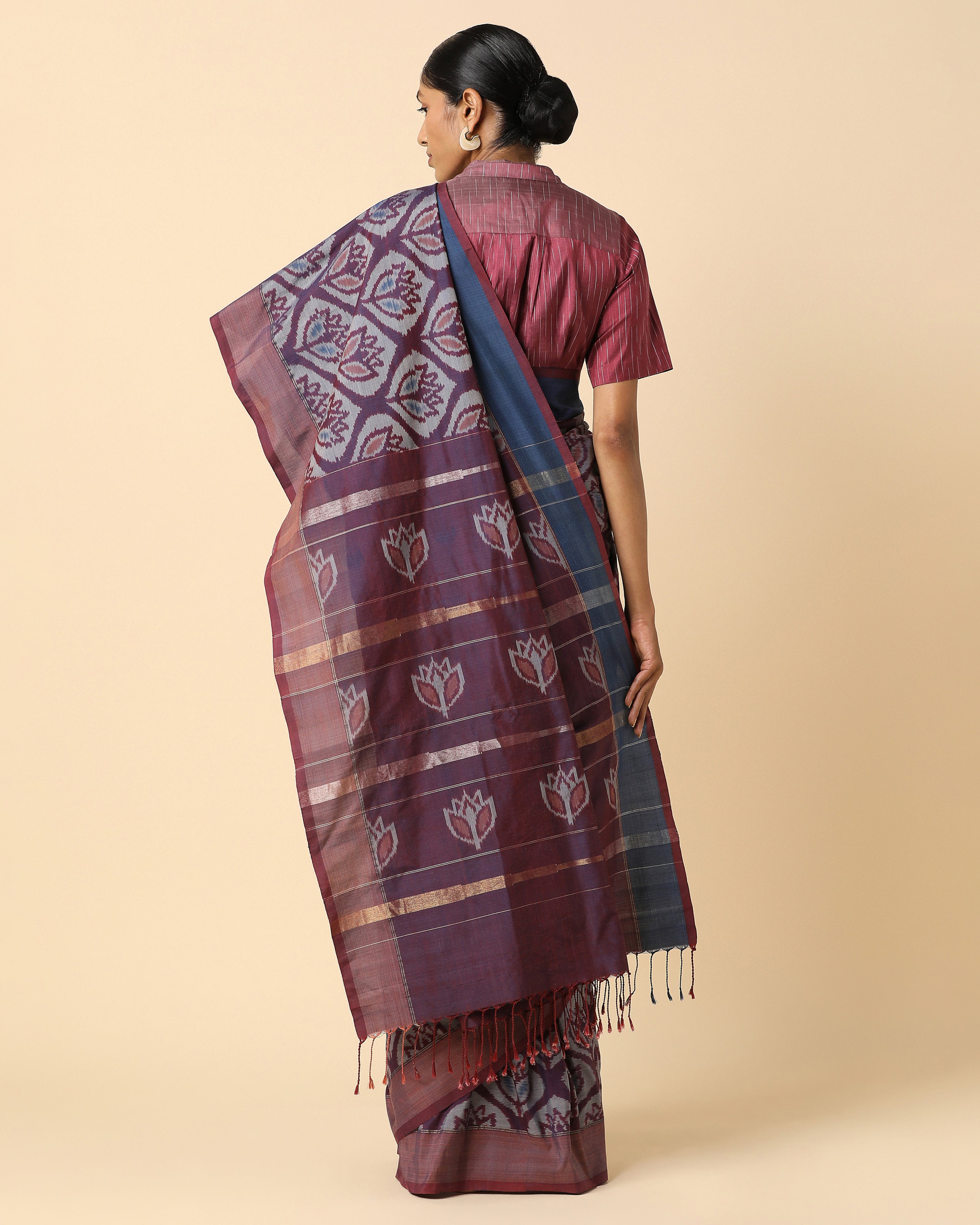Khamaj Pochampally Warp Ikat Silk Saree