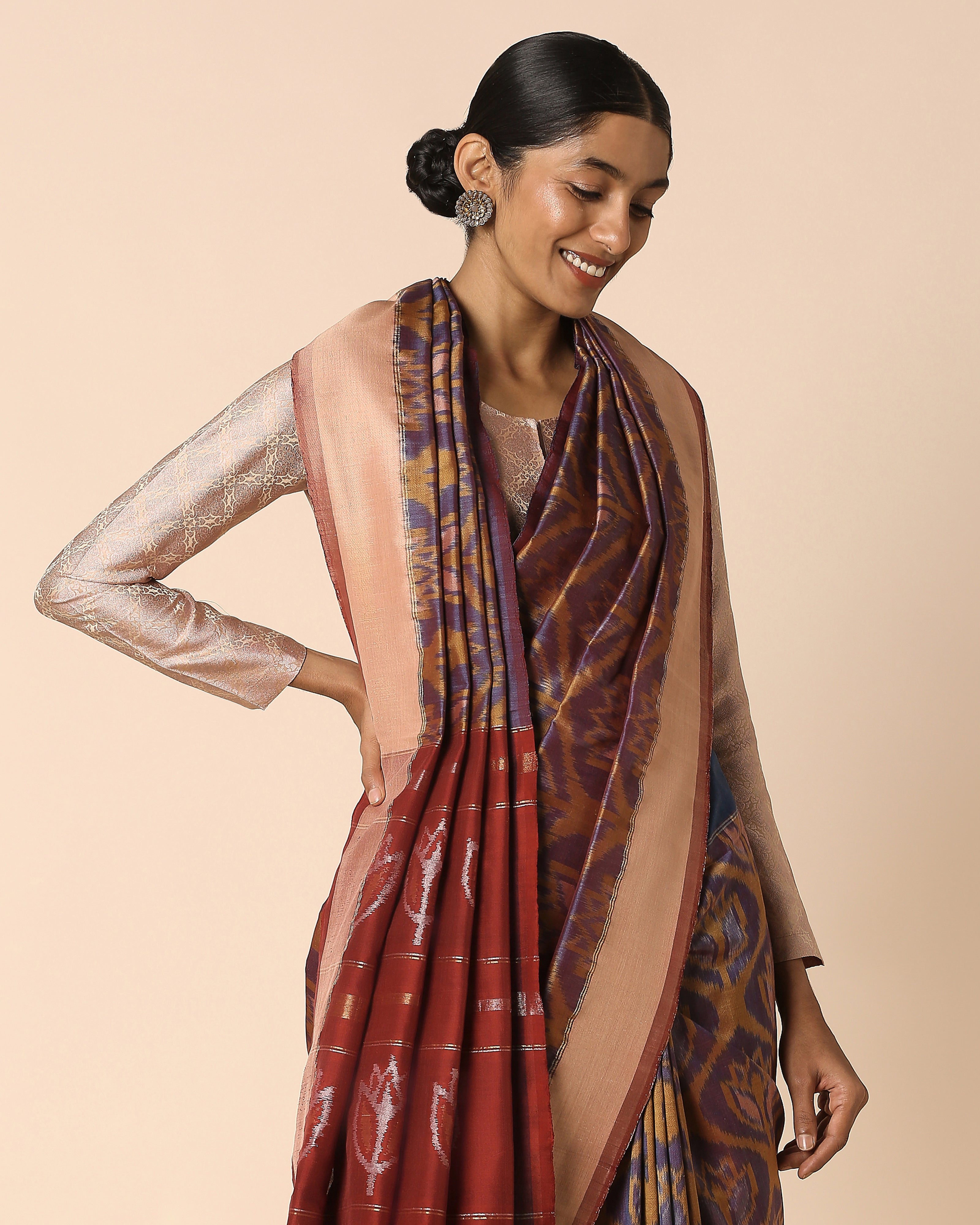 Khamaj Pochampally Weft Ikat Silk Saree