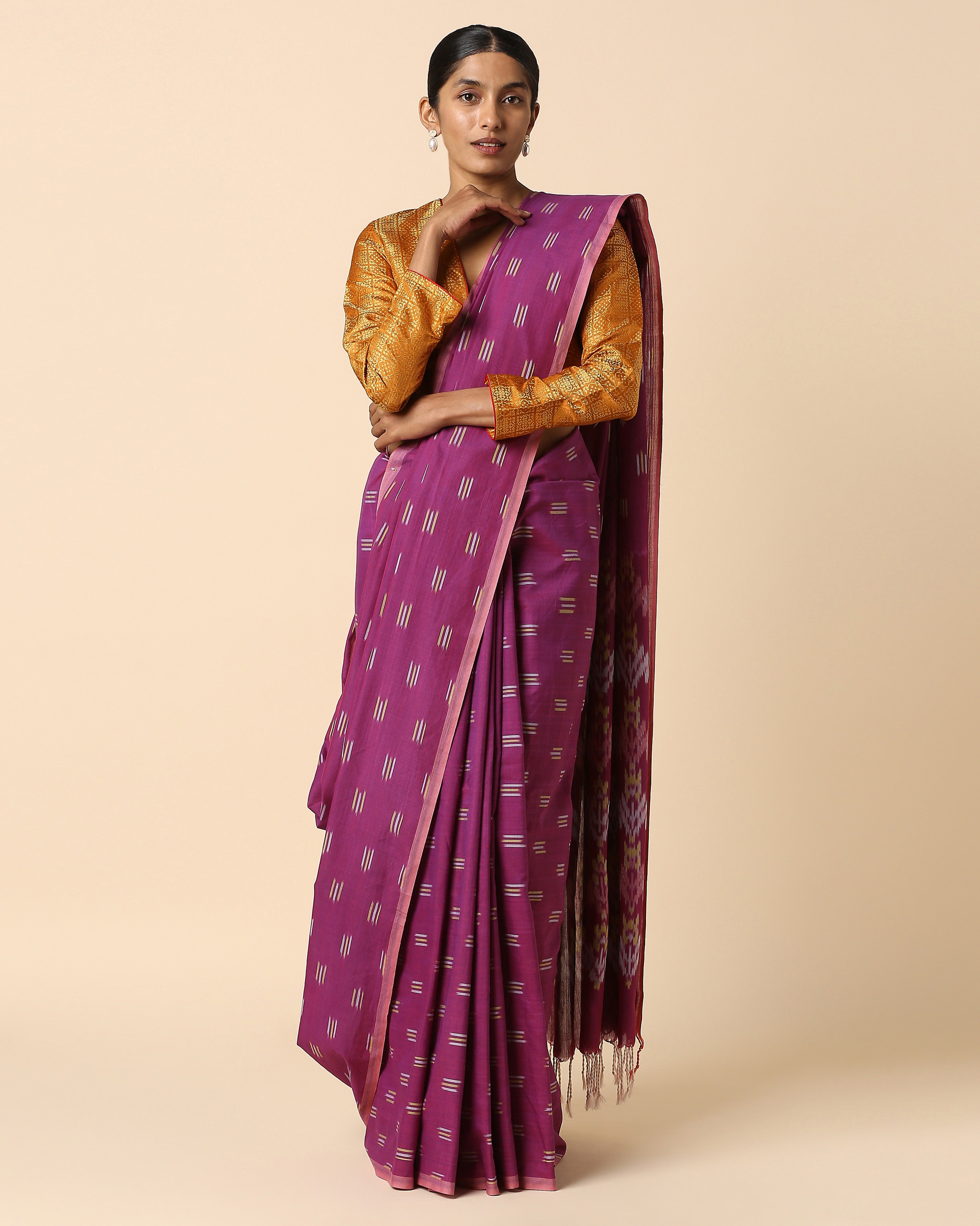 Asaravi Pochampally Warp Ikat Cotton Saree