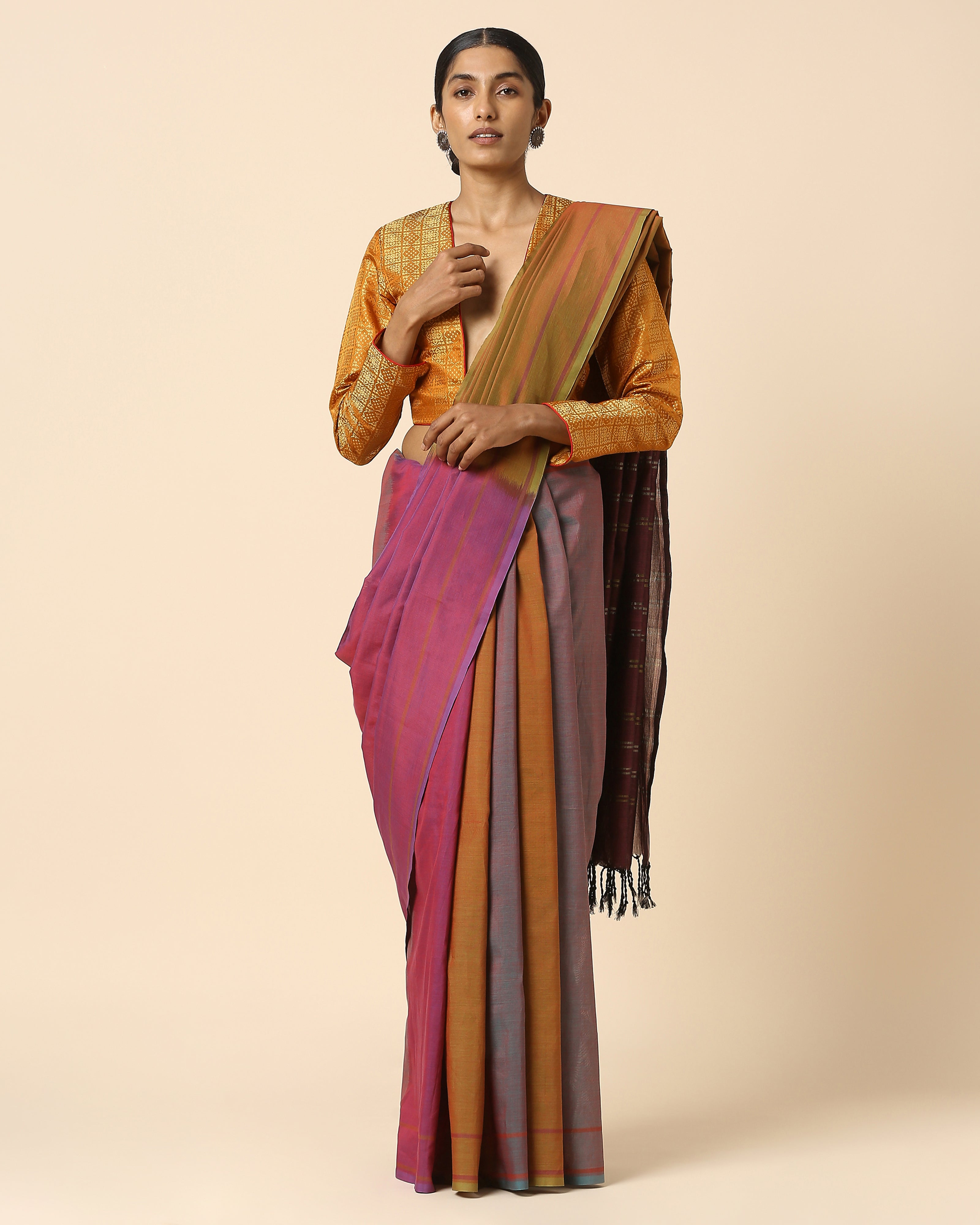 Bihag Pochampally Warp Ikat Cotton Saree