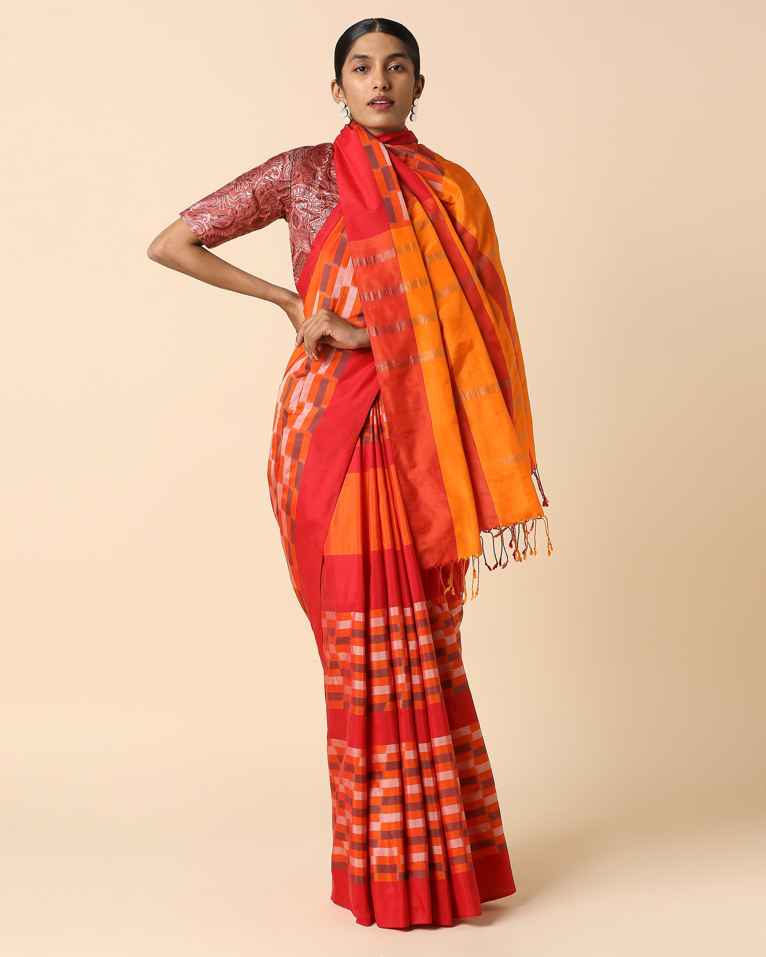 Abhiyogi Pochampally Warp Ikat Cotton Saree