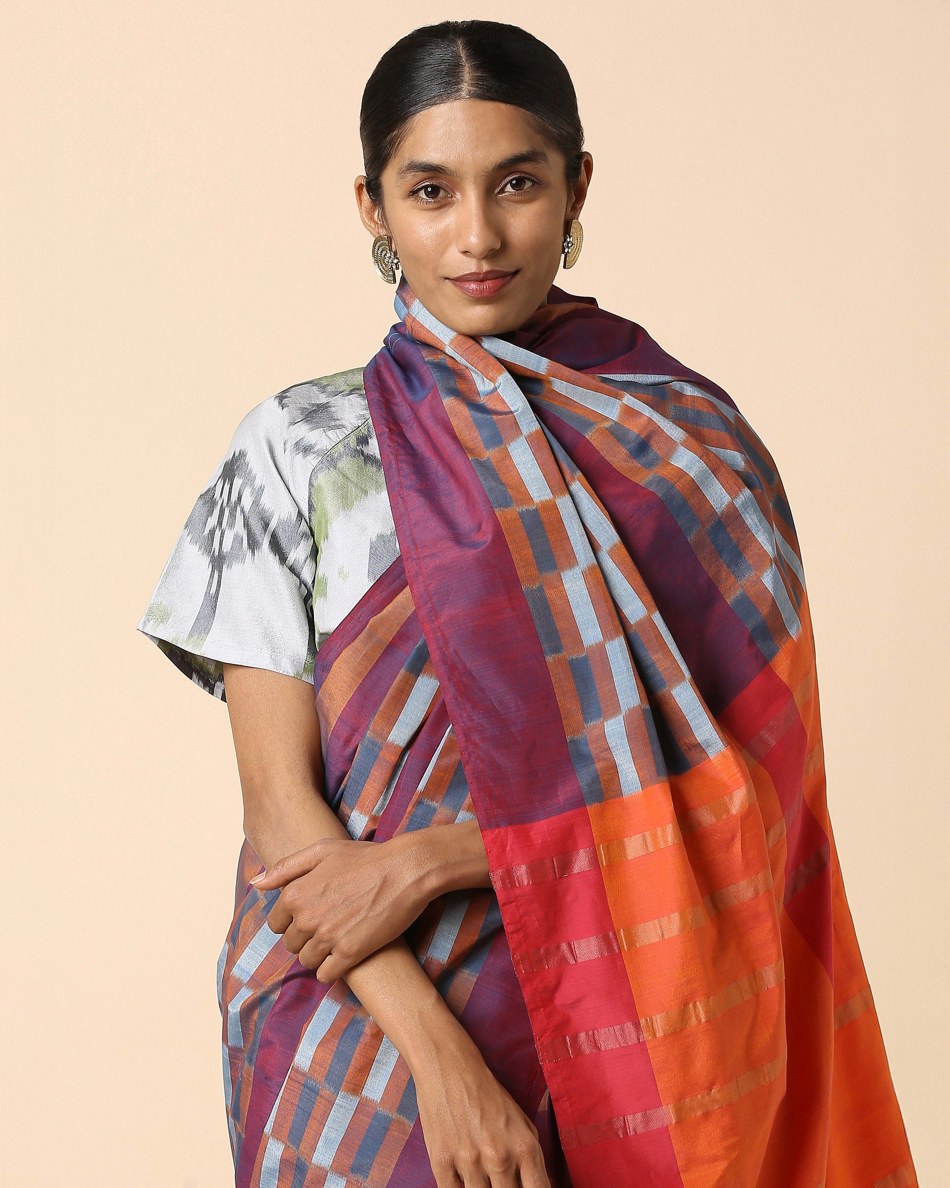 Abhiyogi Pochampally Warp Ikat Cotton Saree