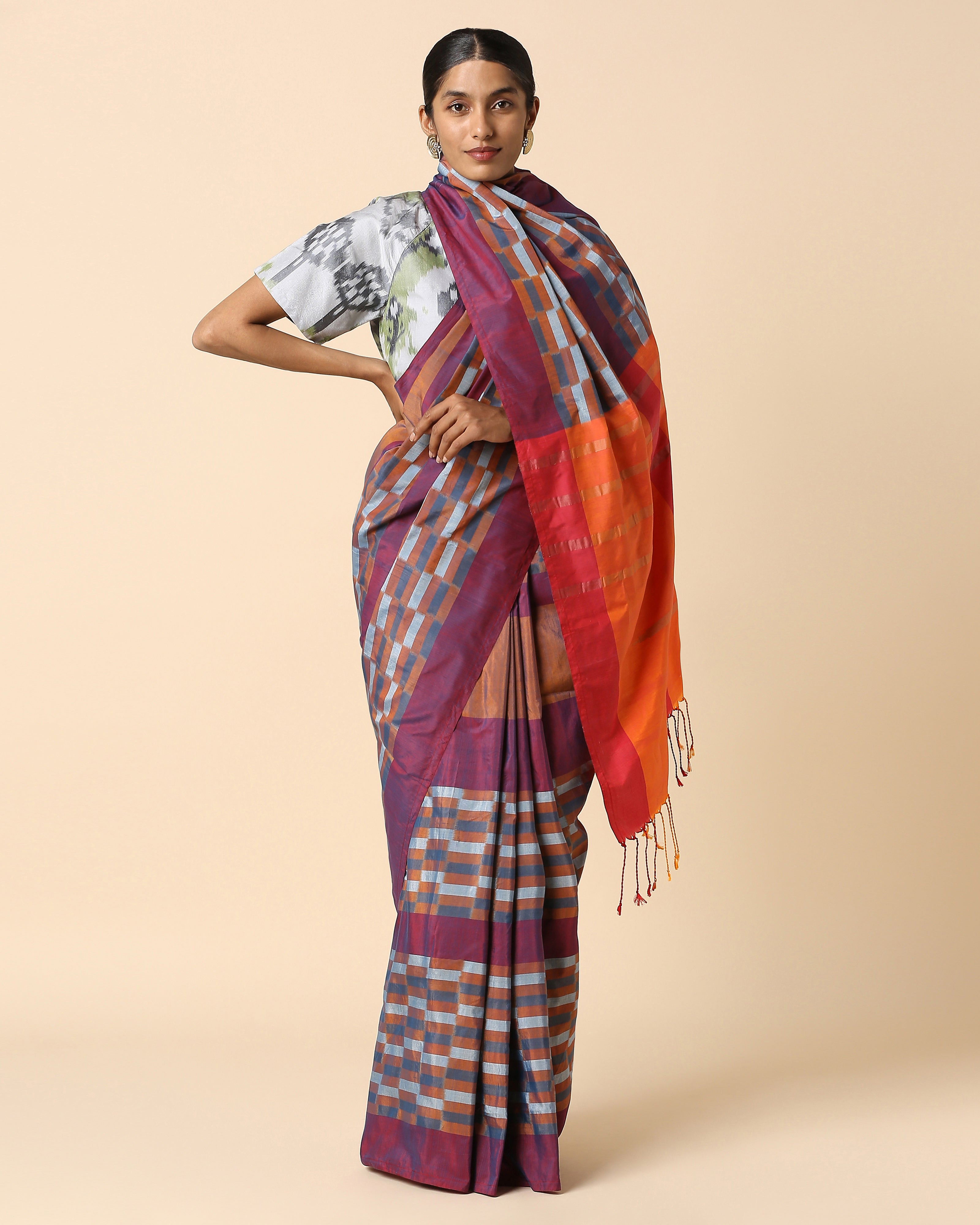 Abhiyogi Pochampally Warp Ikat Cotton Saree