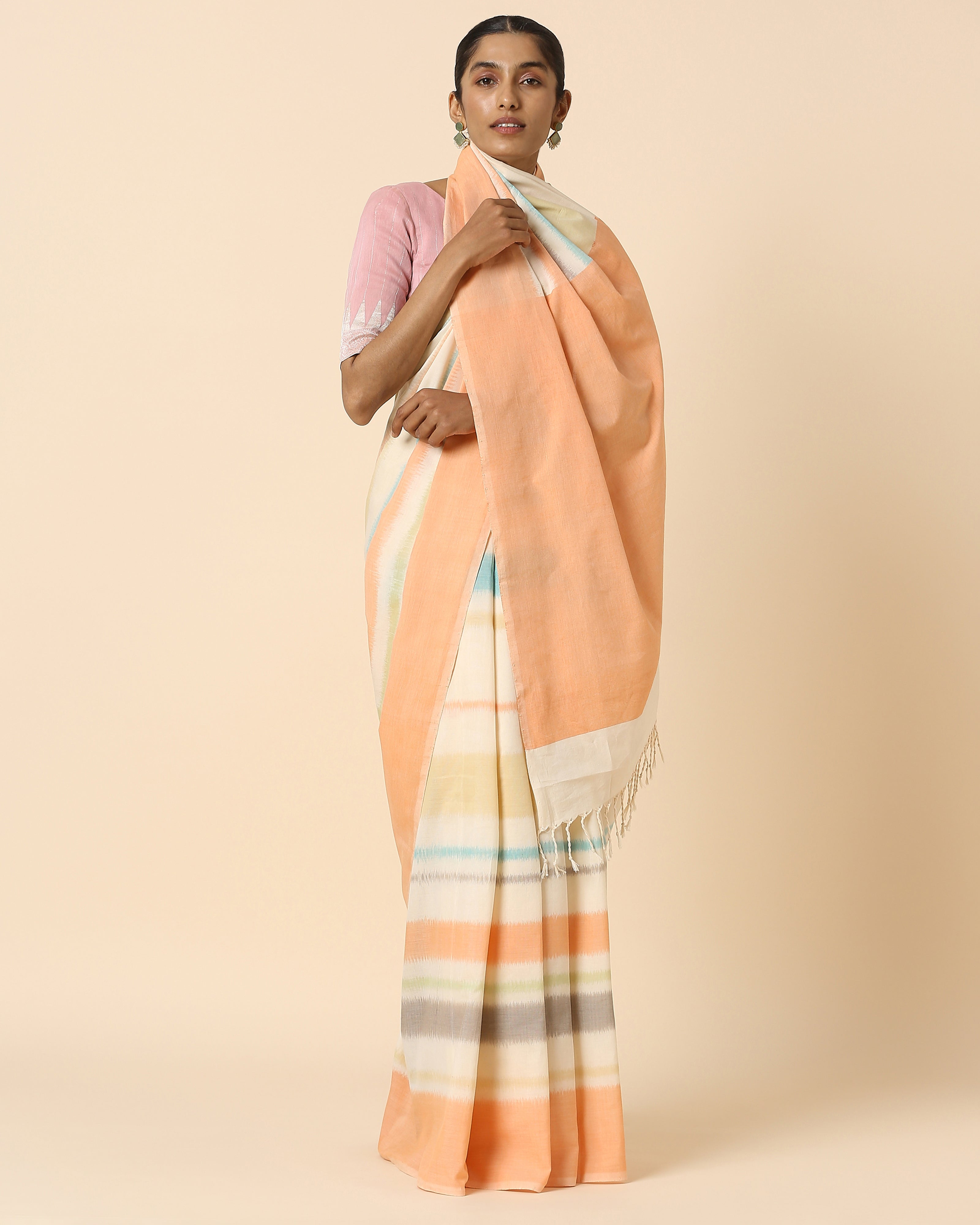 Bageshri Pochampally Weft Ikat Cotton Saree