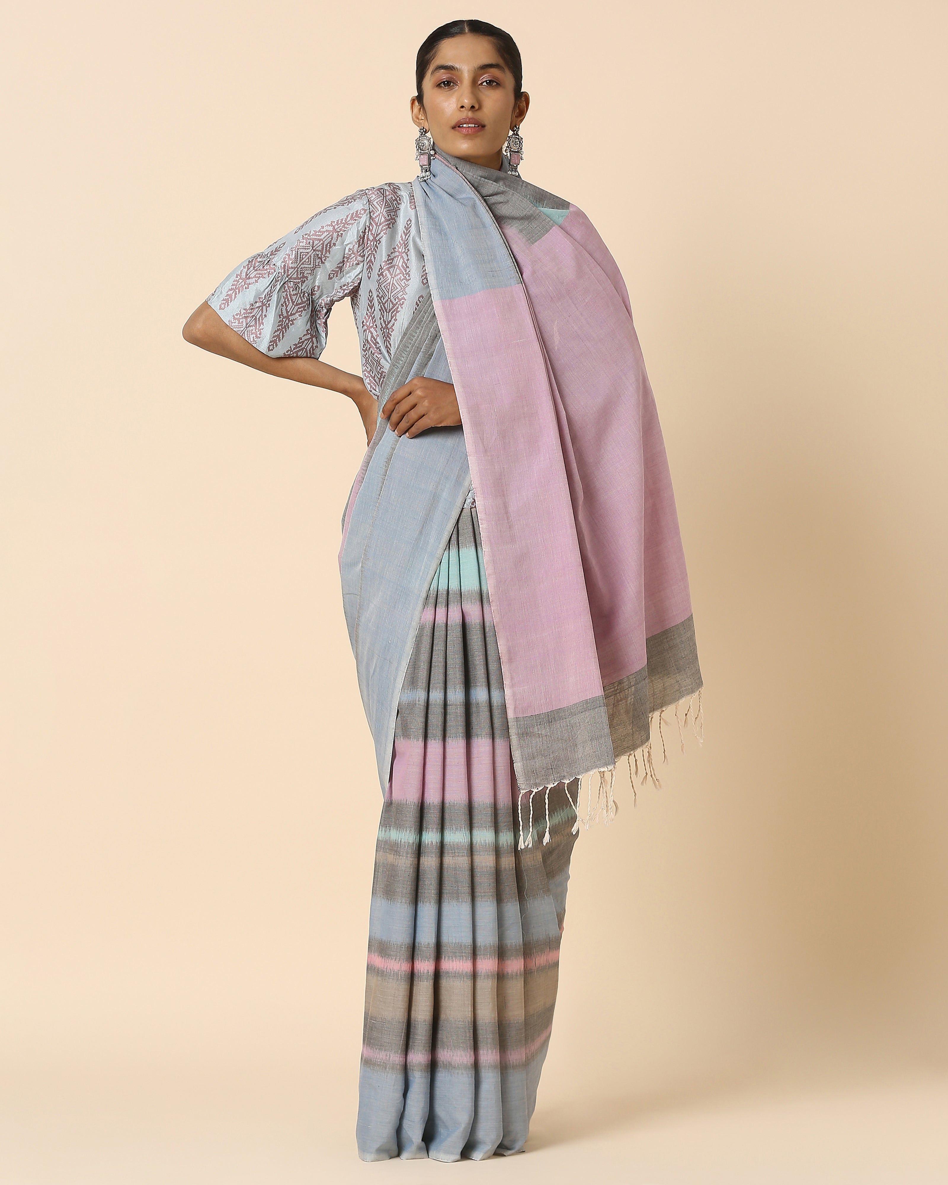 Bageshri Pochampally Weft Ikat Cotton Saree