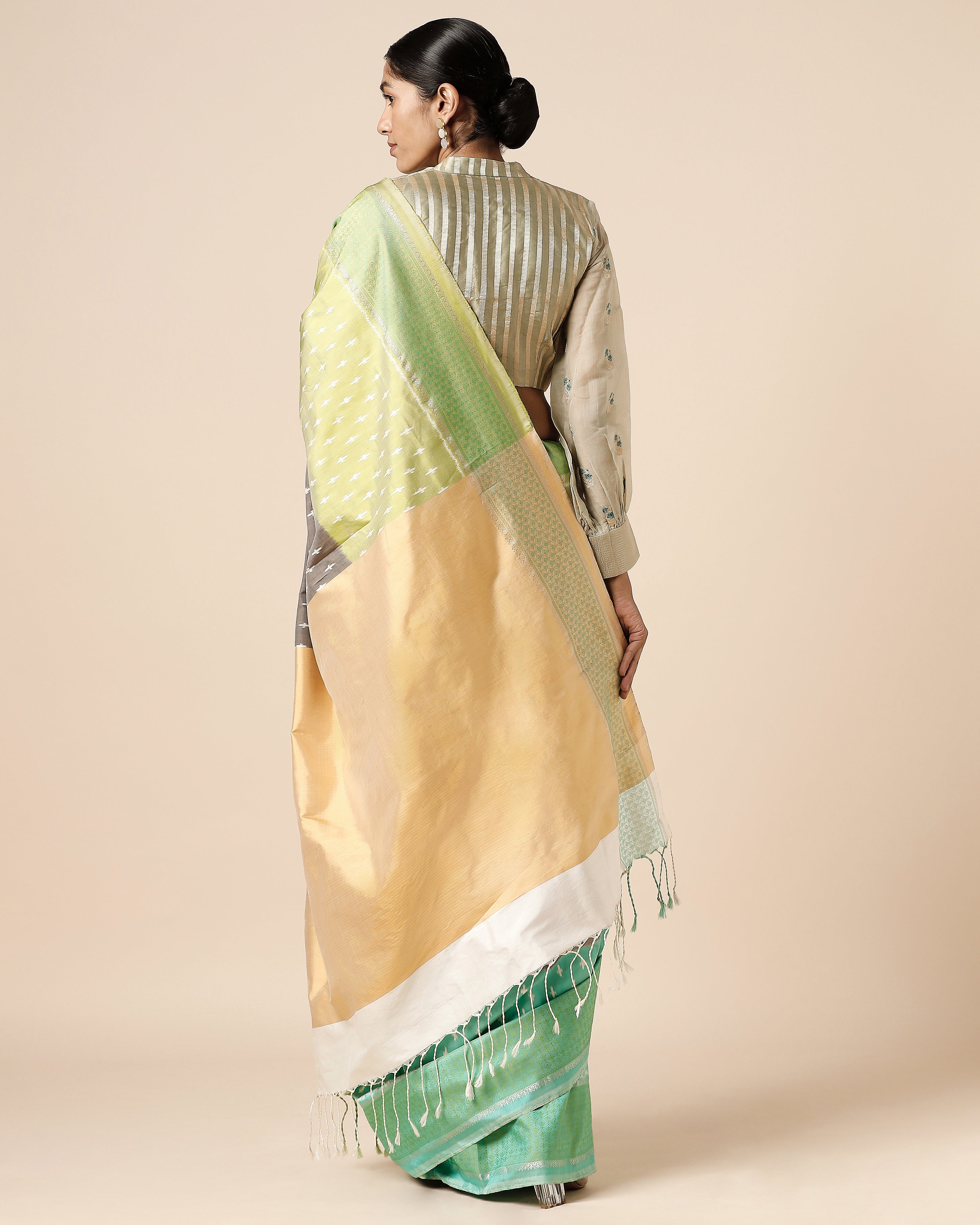 Kafi Pochampally Weft Ikat Silk Saree