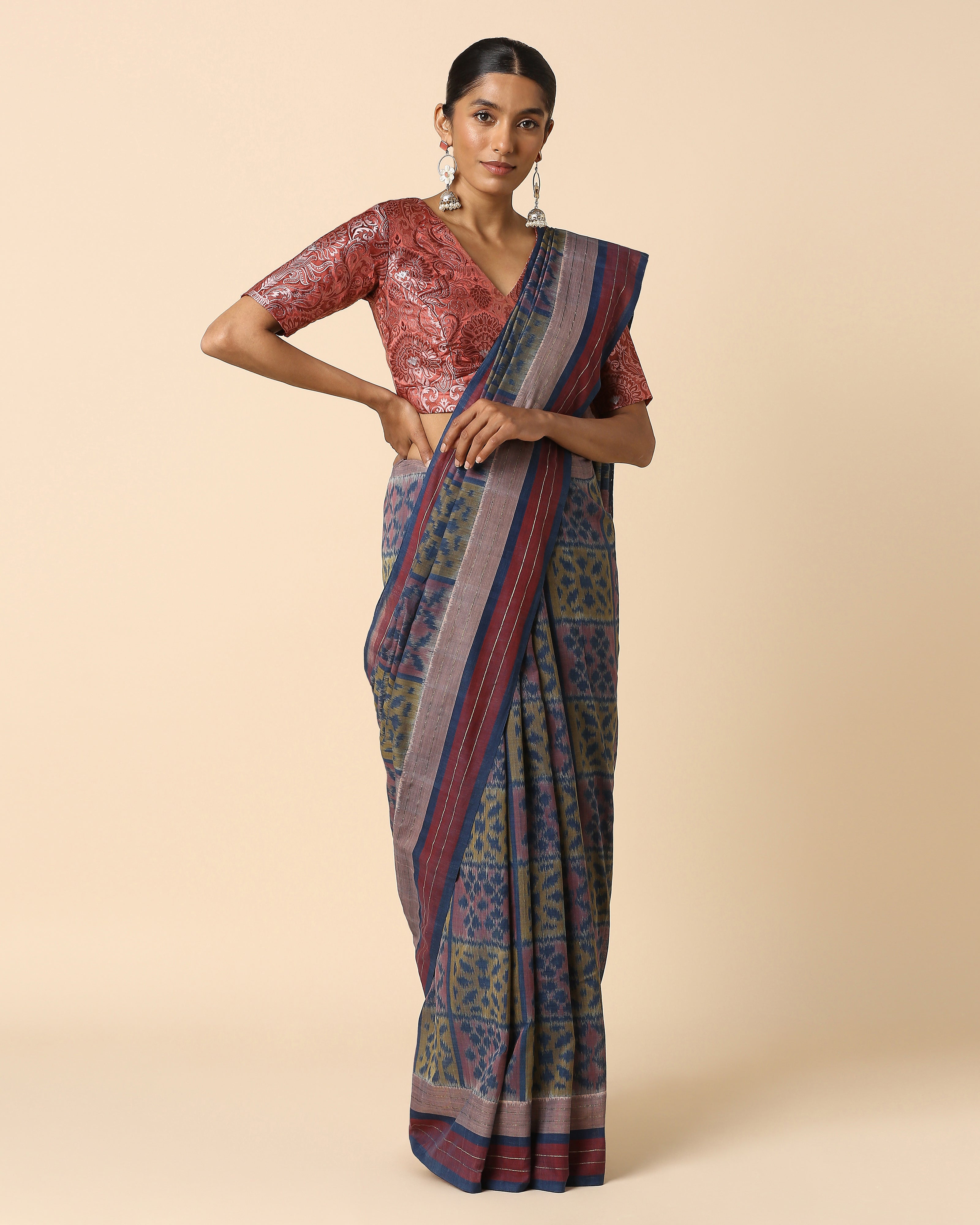 Bhairavi Pochampally Weft Ikat Cotton Saree