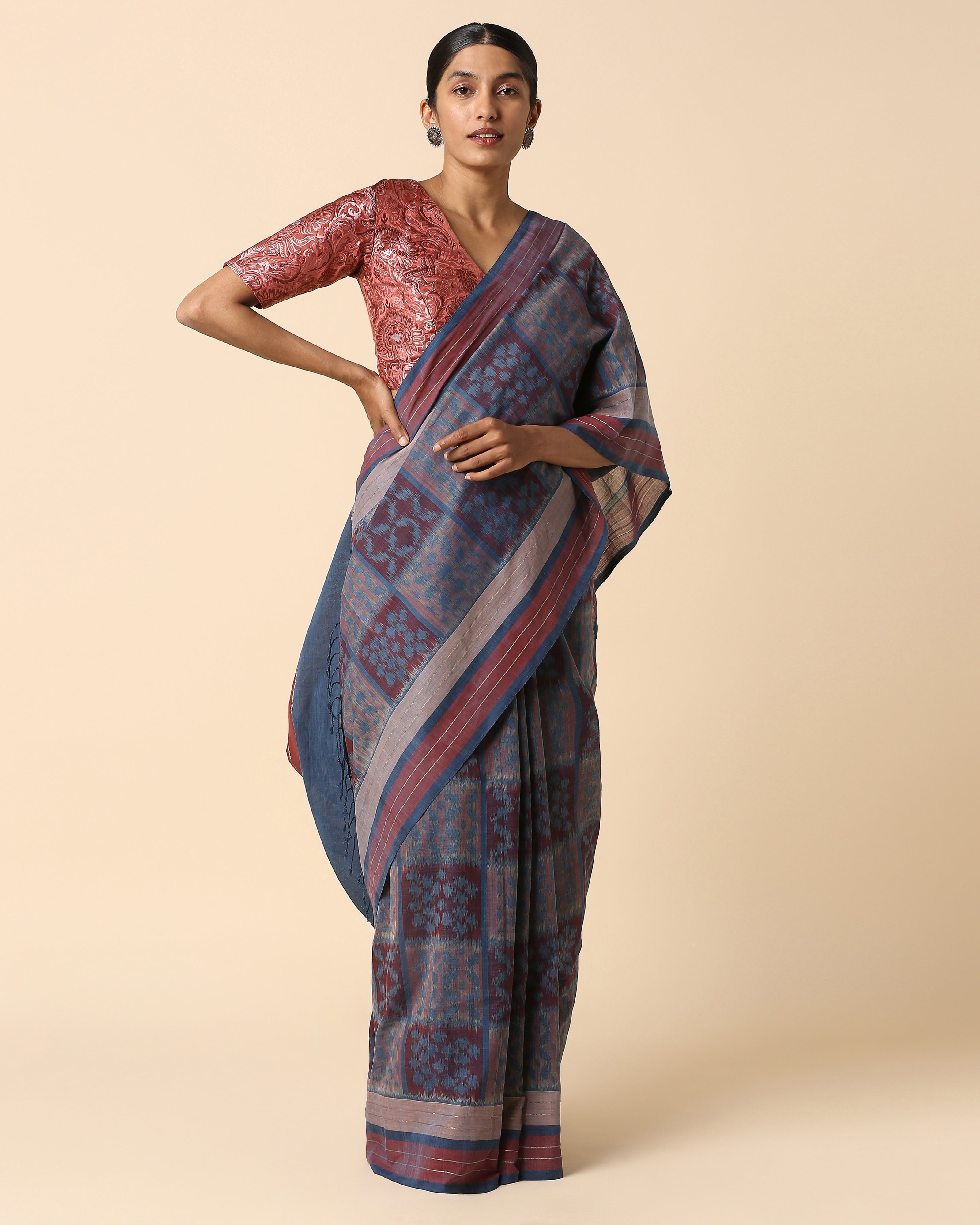 Bhairavi Pochampally Weft Ikat Cotton Saree