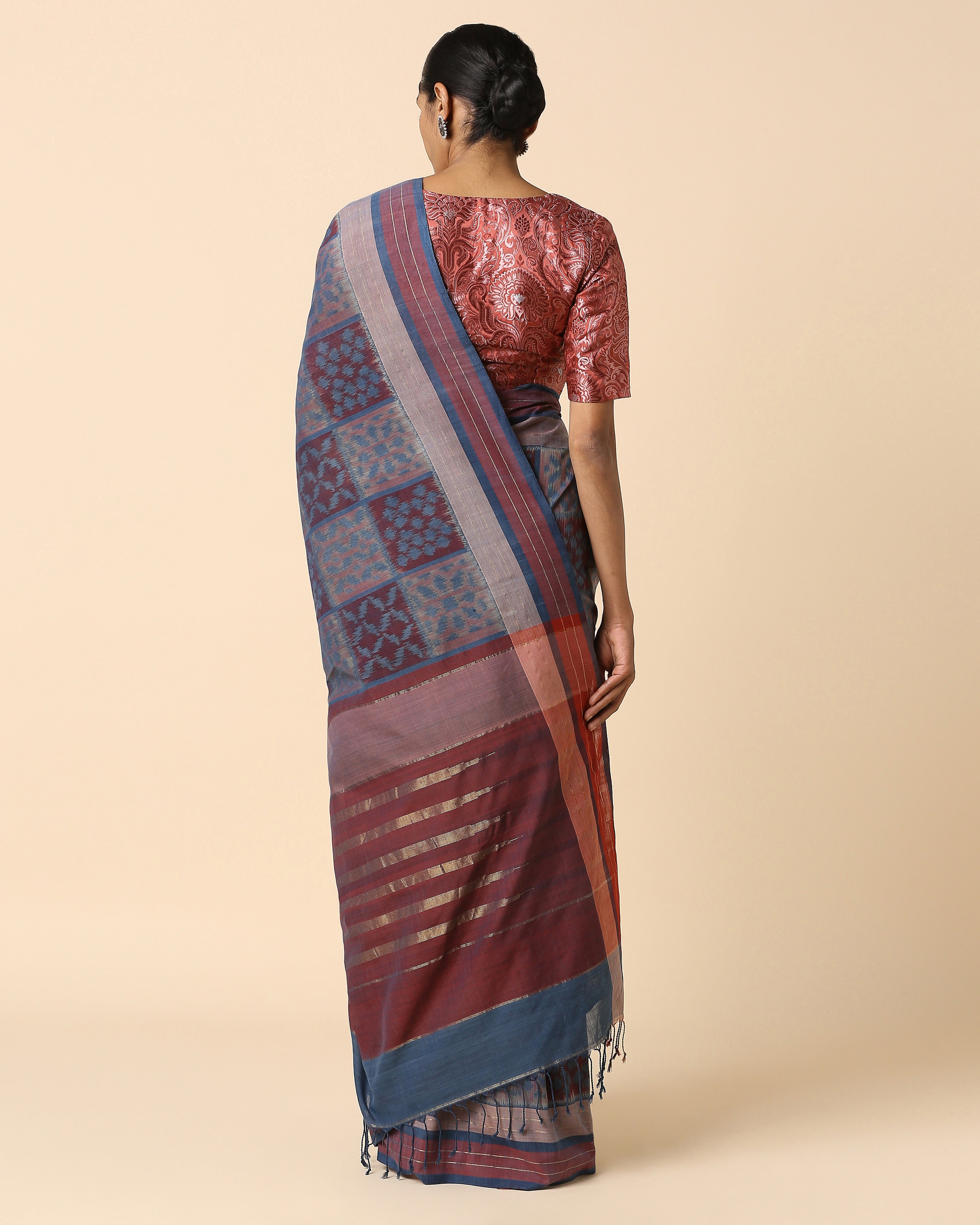Bhairavi Pochampally Weft Ikat Cotton Saree