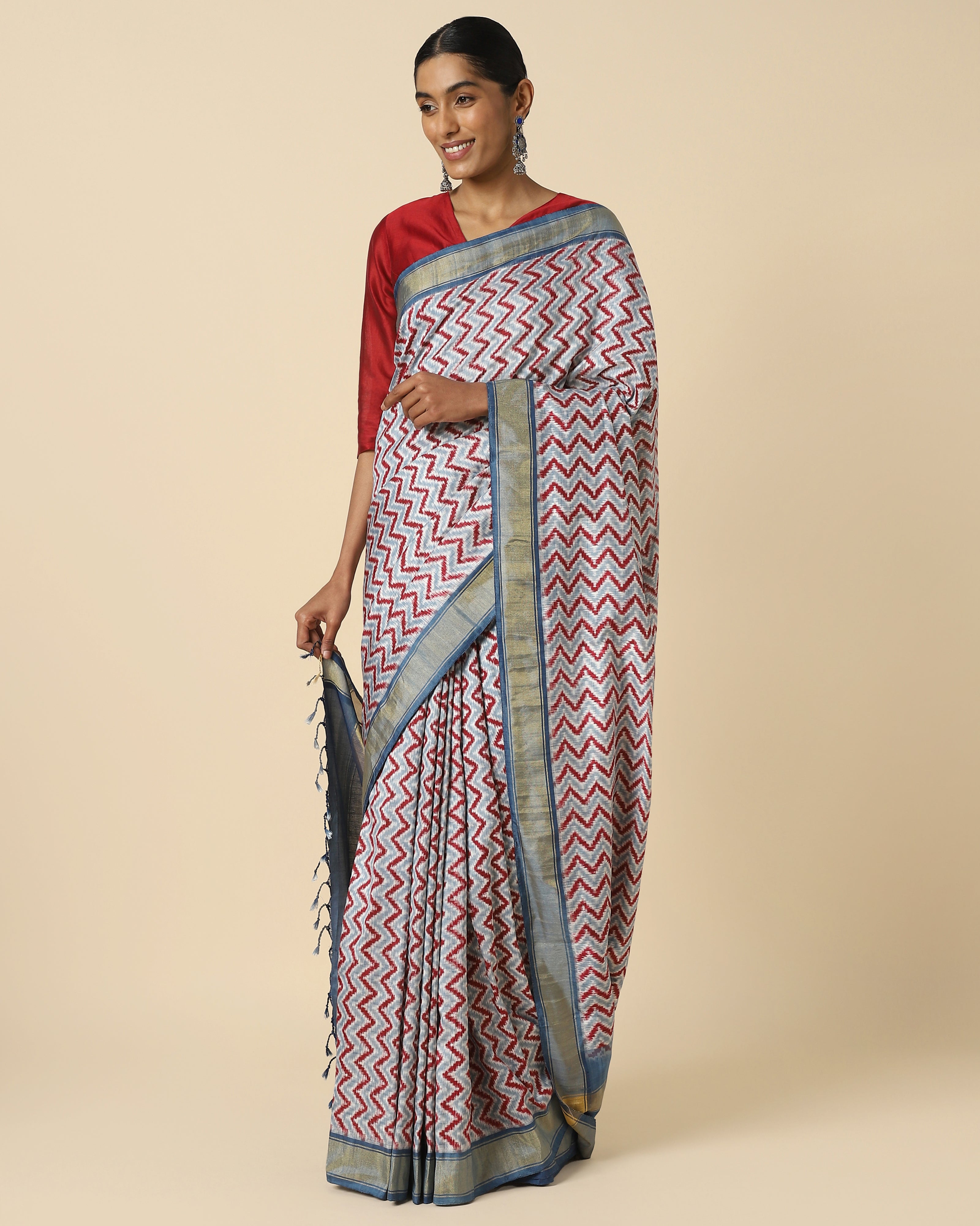 Jhene Pochampally Double Ikat Silk Saree