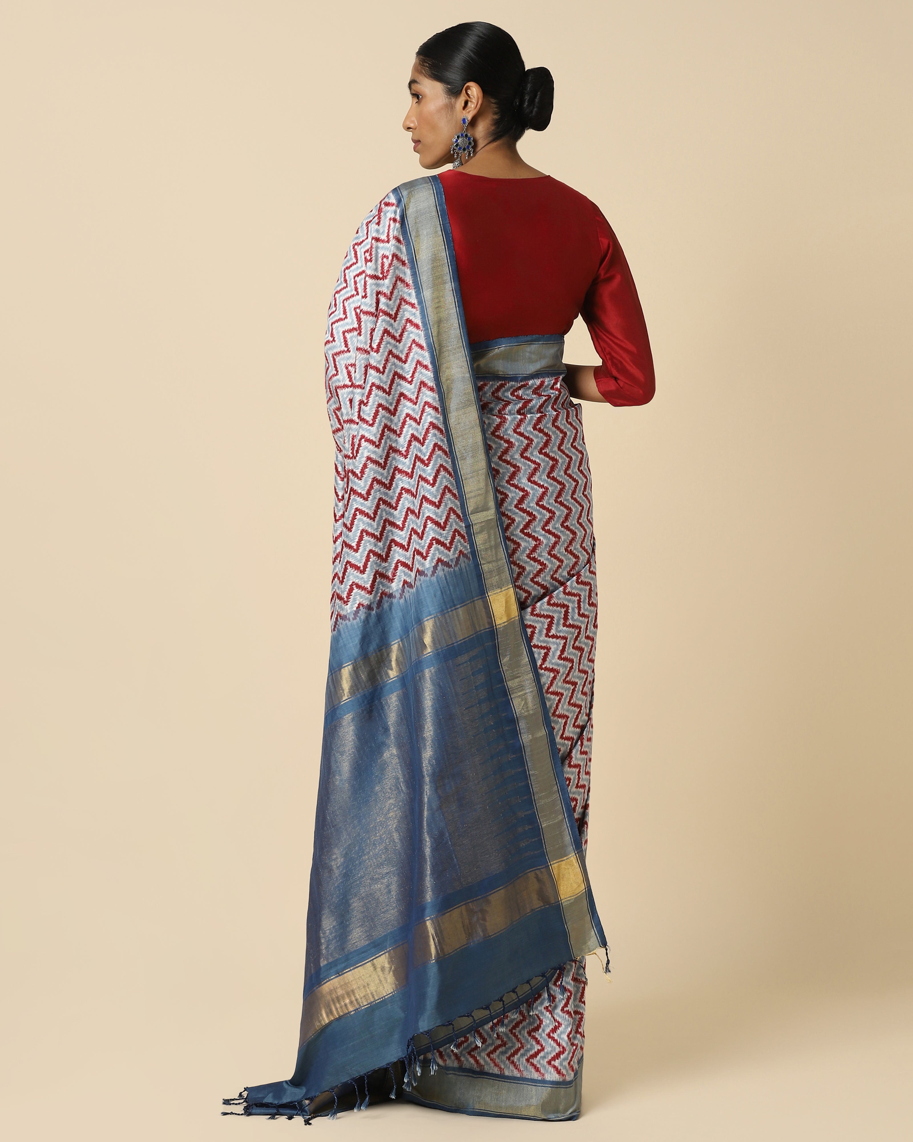 Jhene Pochampally Double Ikat Silk Saree