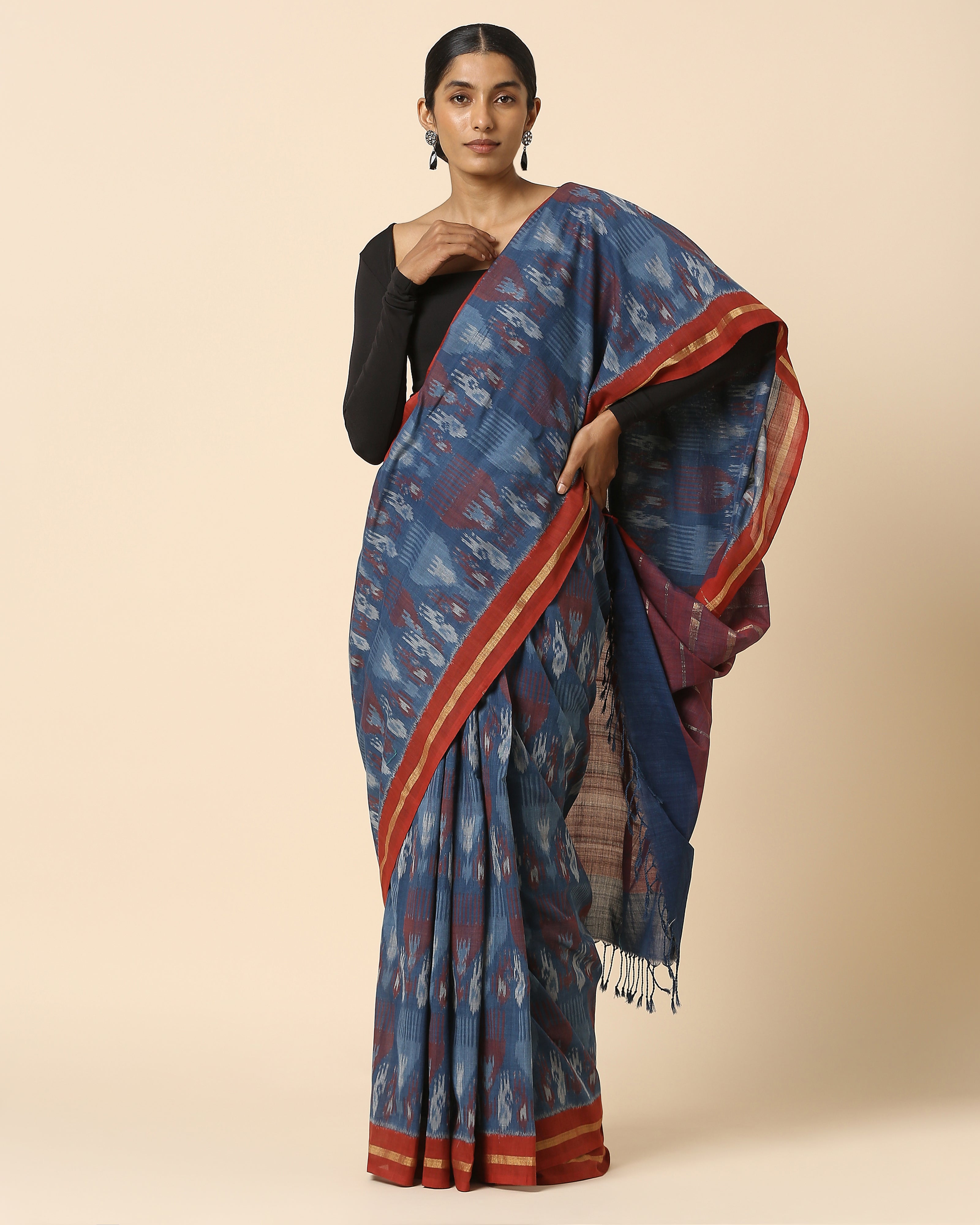 Janhavi Pochampally Weft Ikat Cotton Saree
