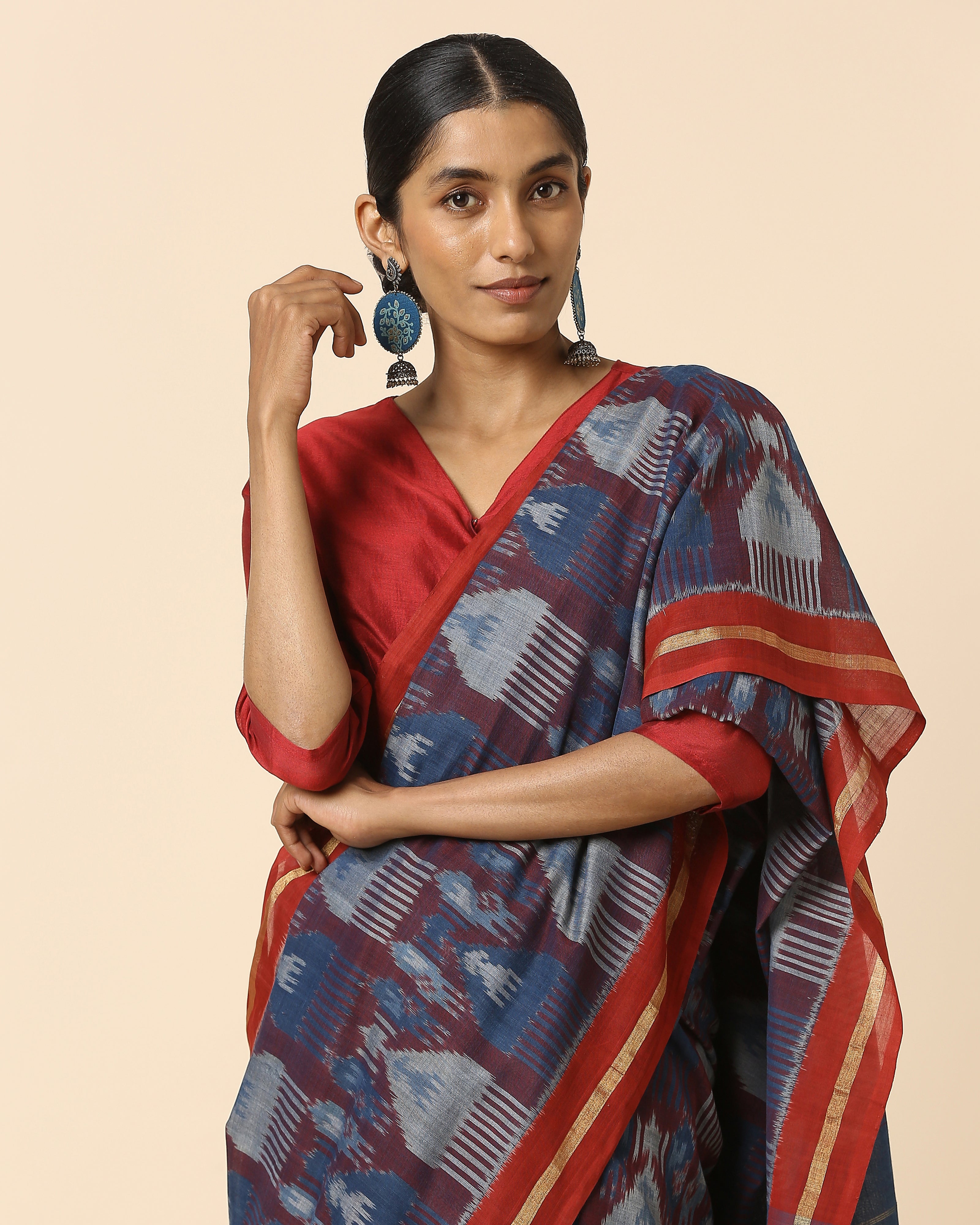 Janhavi Pochampally Weft Ikat Cotton Saree