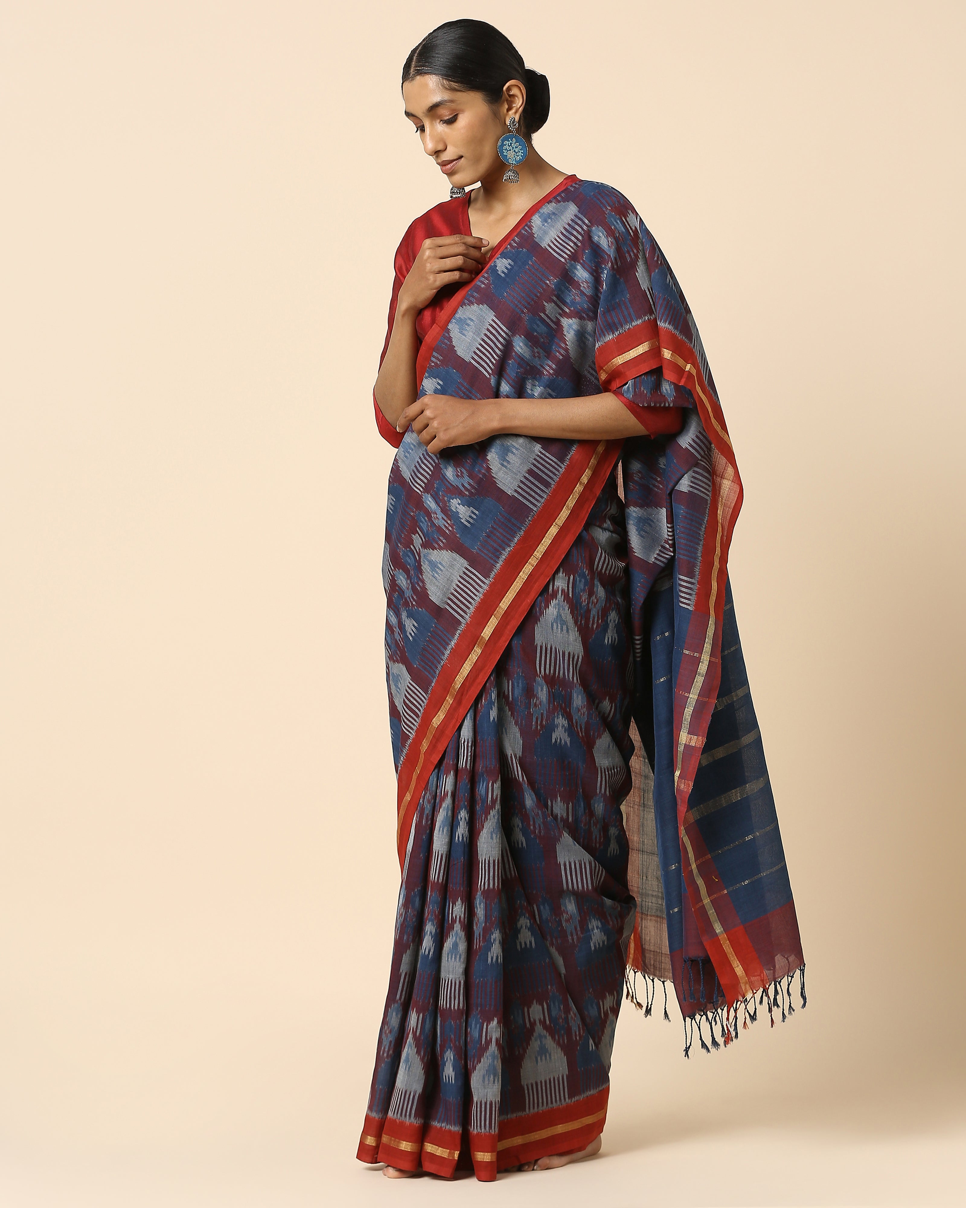 Janhavi Pochampally Weft Ikat Cotton Saree