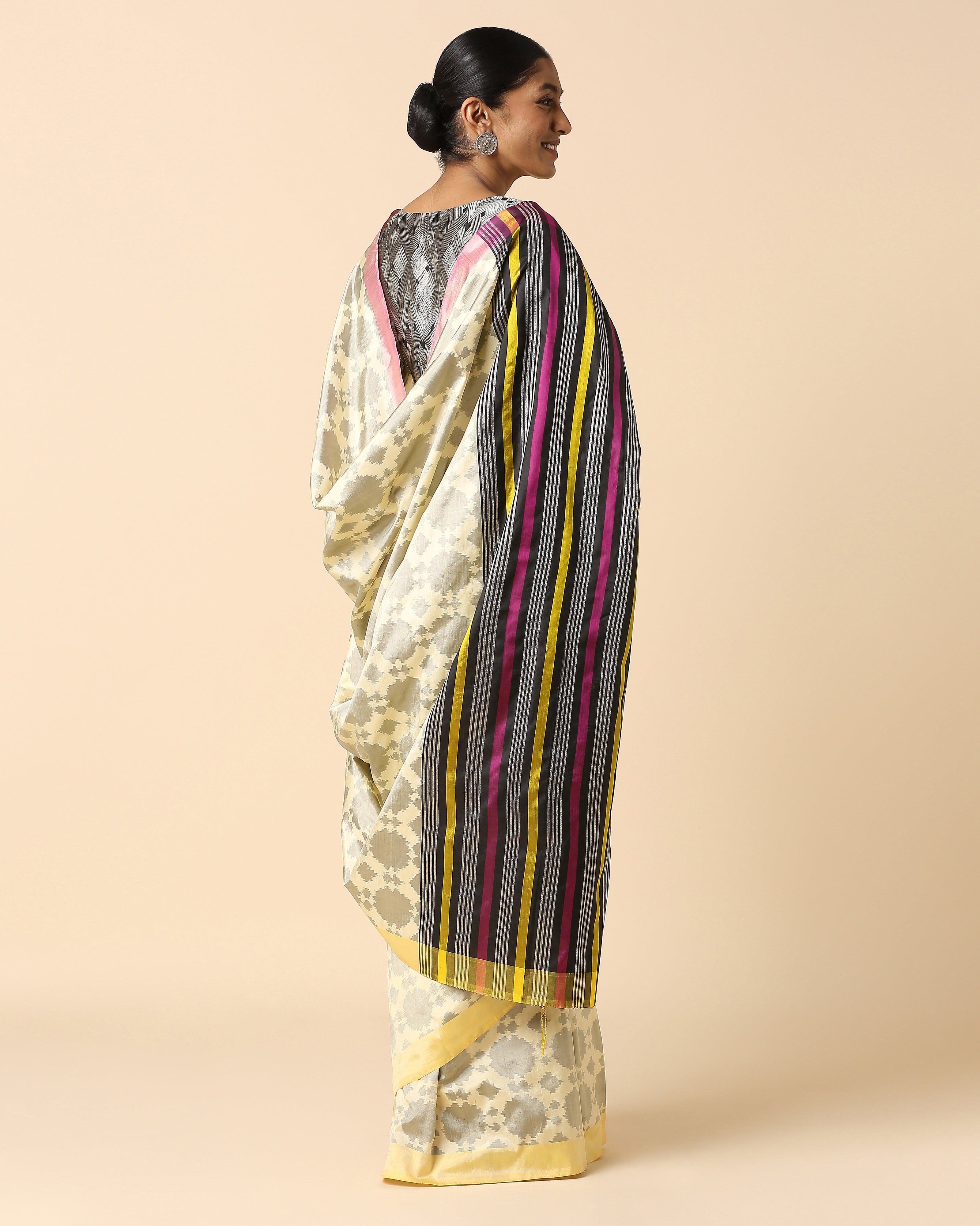 Jumaina Pochampally Warp Ikat Silk Saree