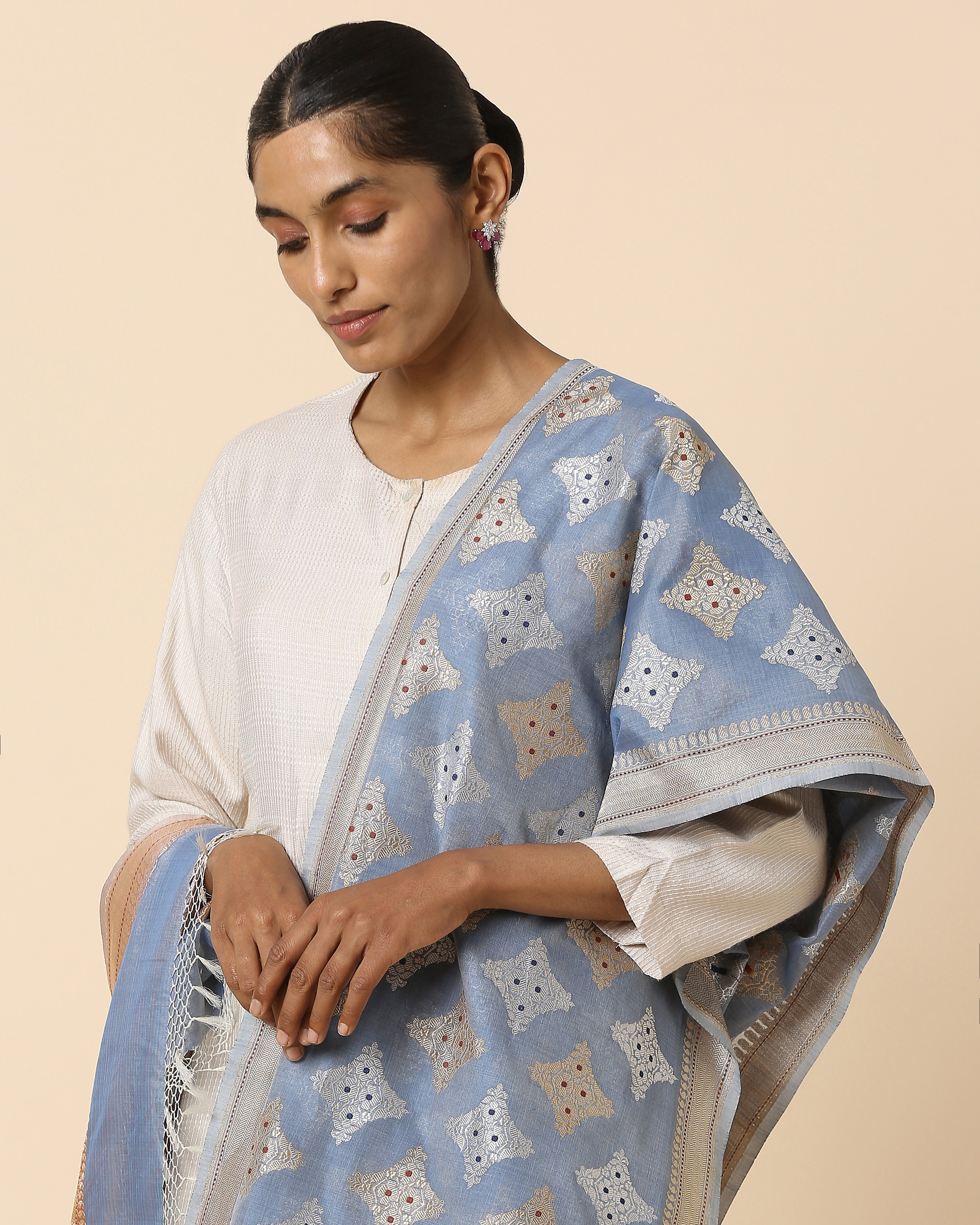 Fariz Banarasi Kadwa Silk Cotton Dupatta