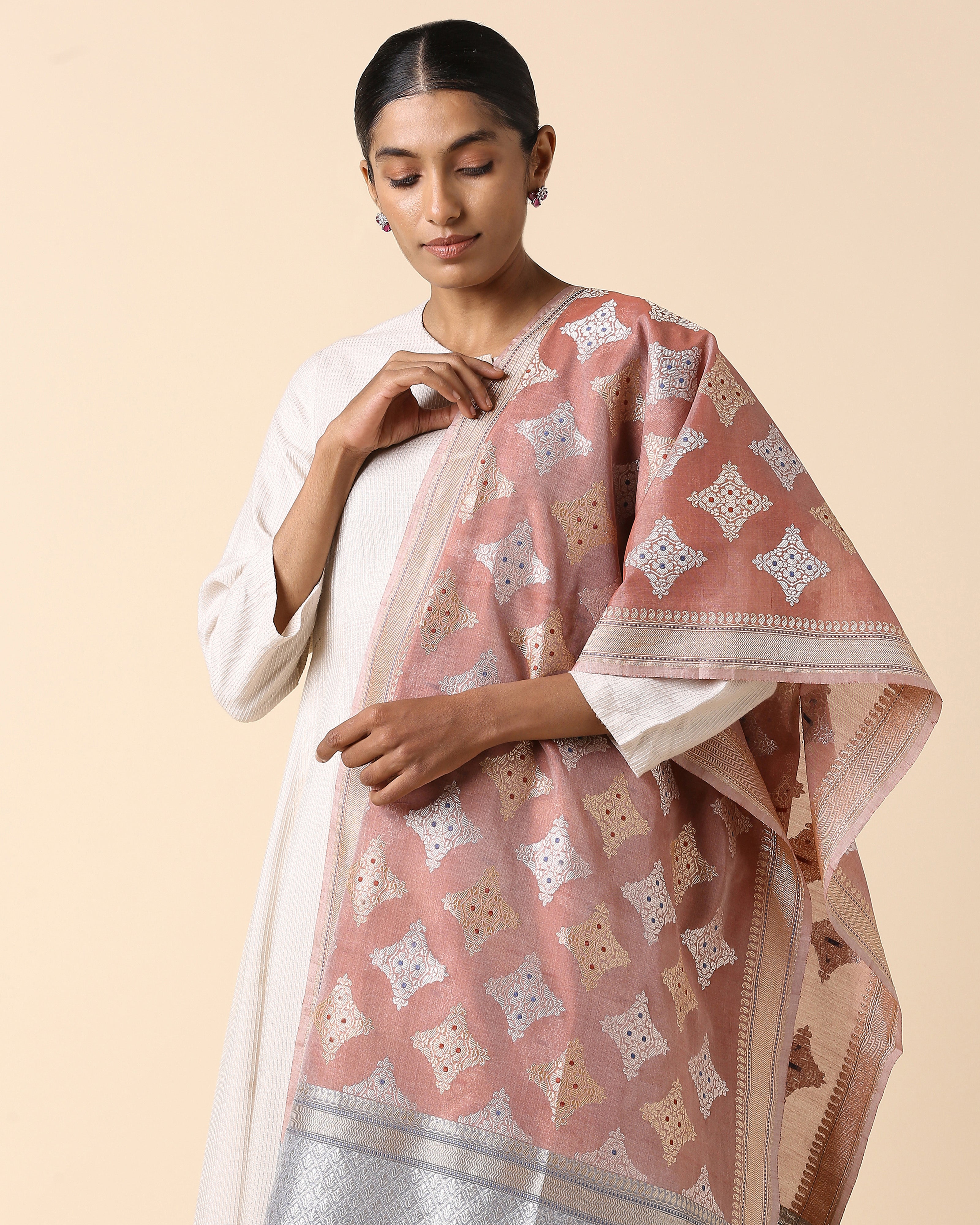 Fariz Banarasi Kadwa Silk Cotton Dupatta