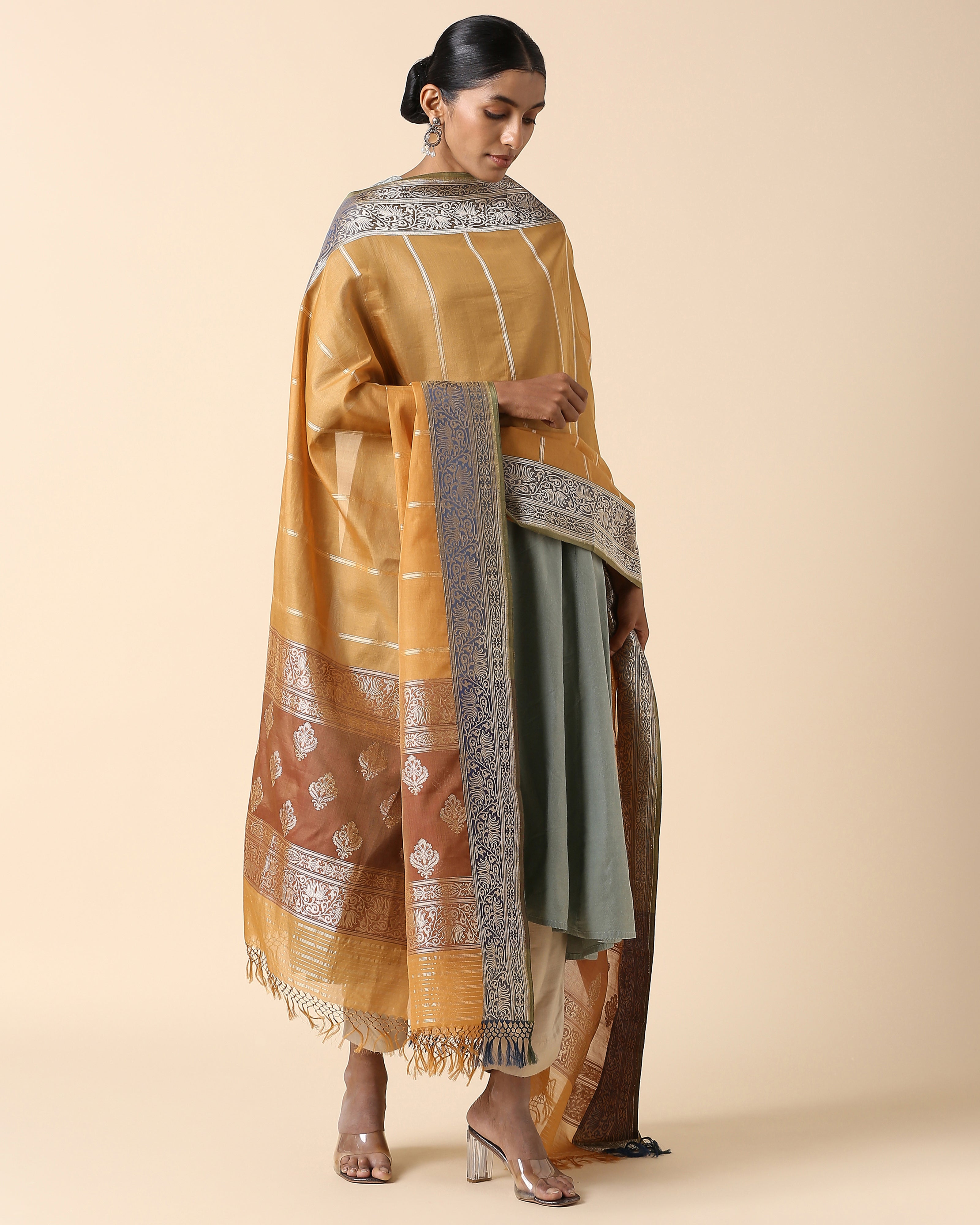 Gulzar Banarasi Kadwa Silk Cotton Dupatta