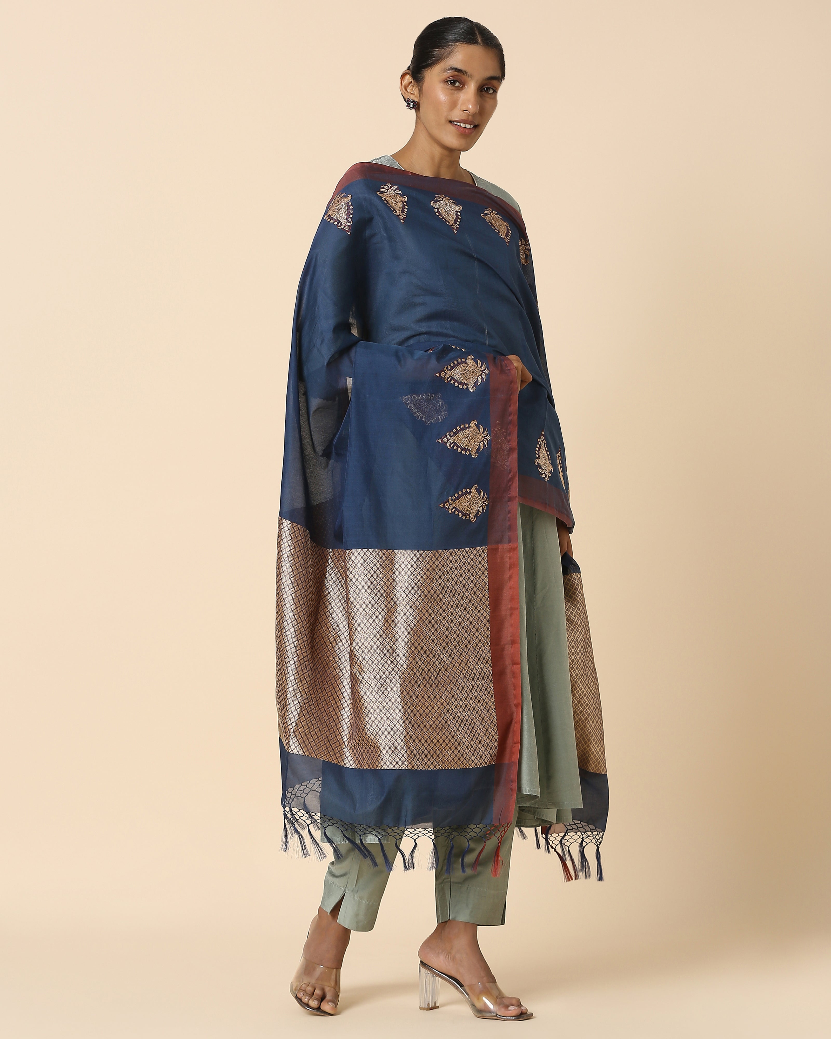 Mahrukh Banarasi Kadwa Silk Cotton Dupatta