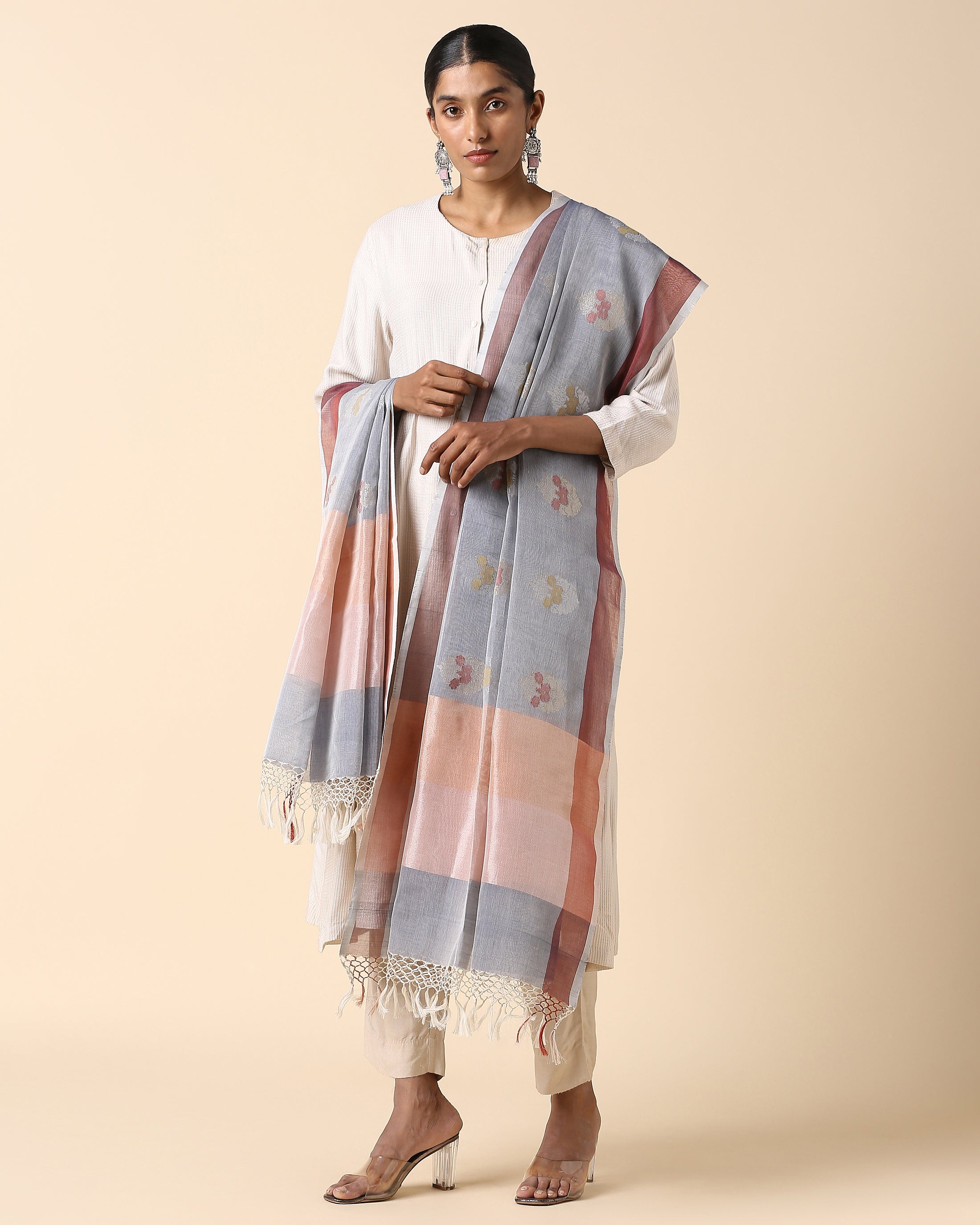Olga Banarasi Jamdani Cotton Dupatta