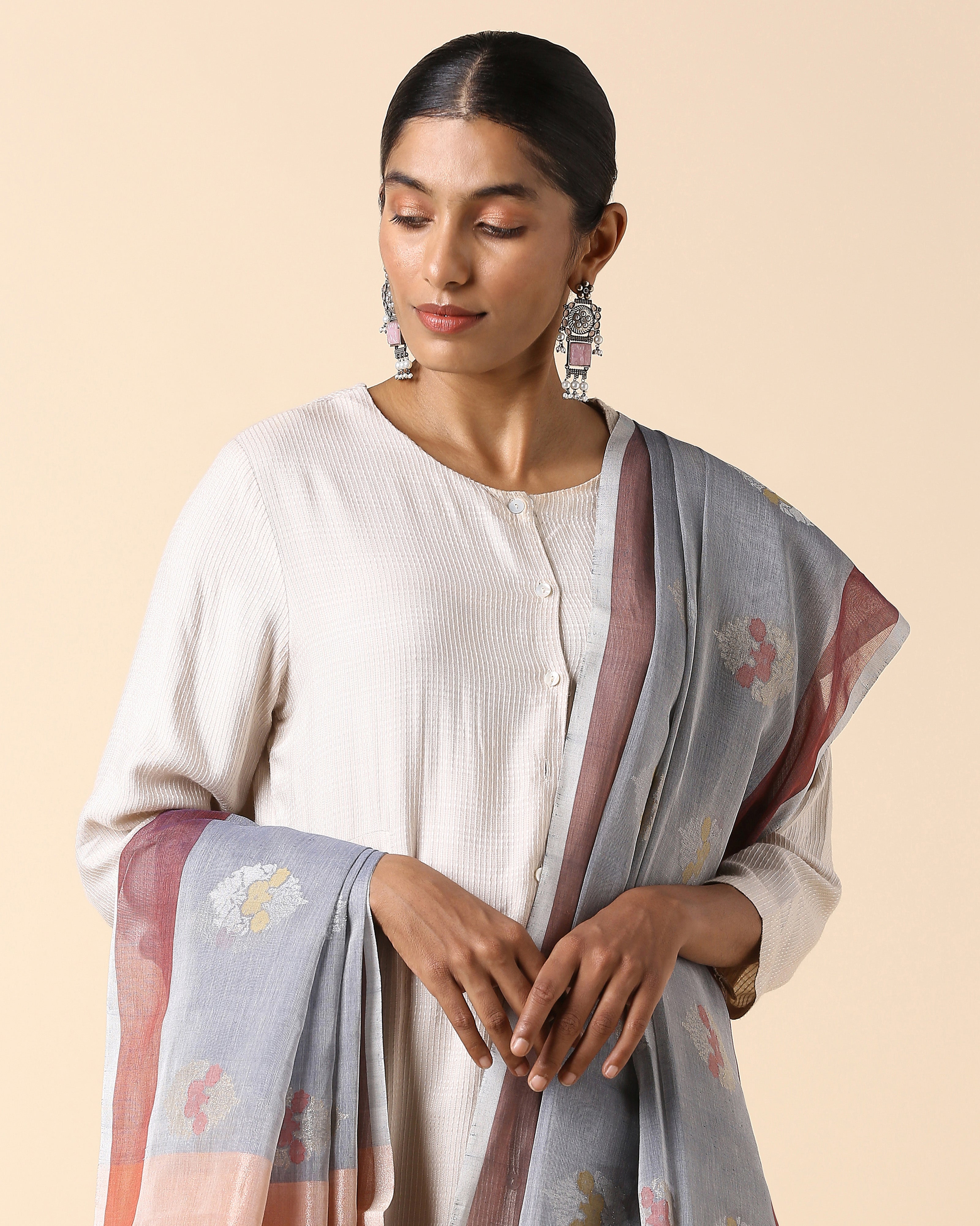 Olga Banarasi Jamdani Cotton Dupatta