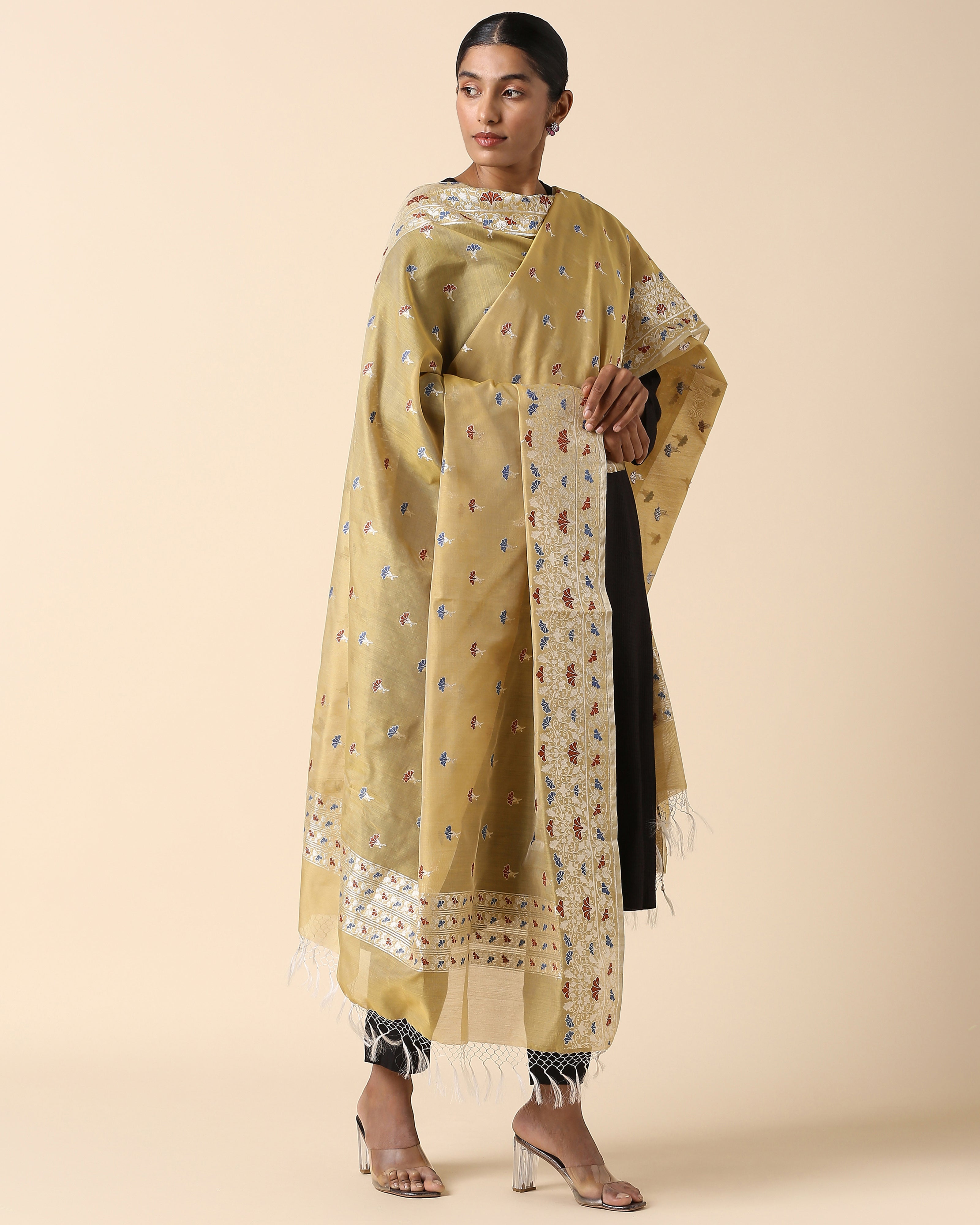 Riko Banarasi Kadwa Silk Cotton Dupatta