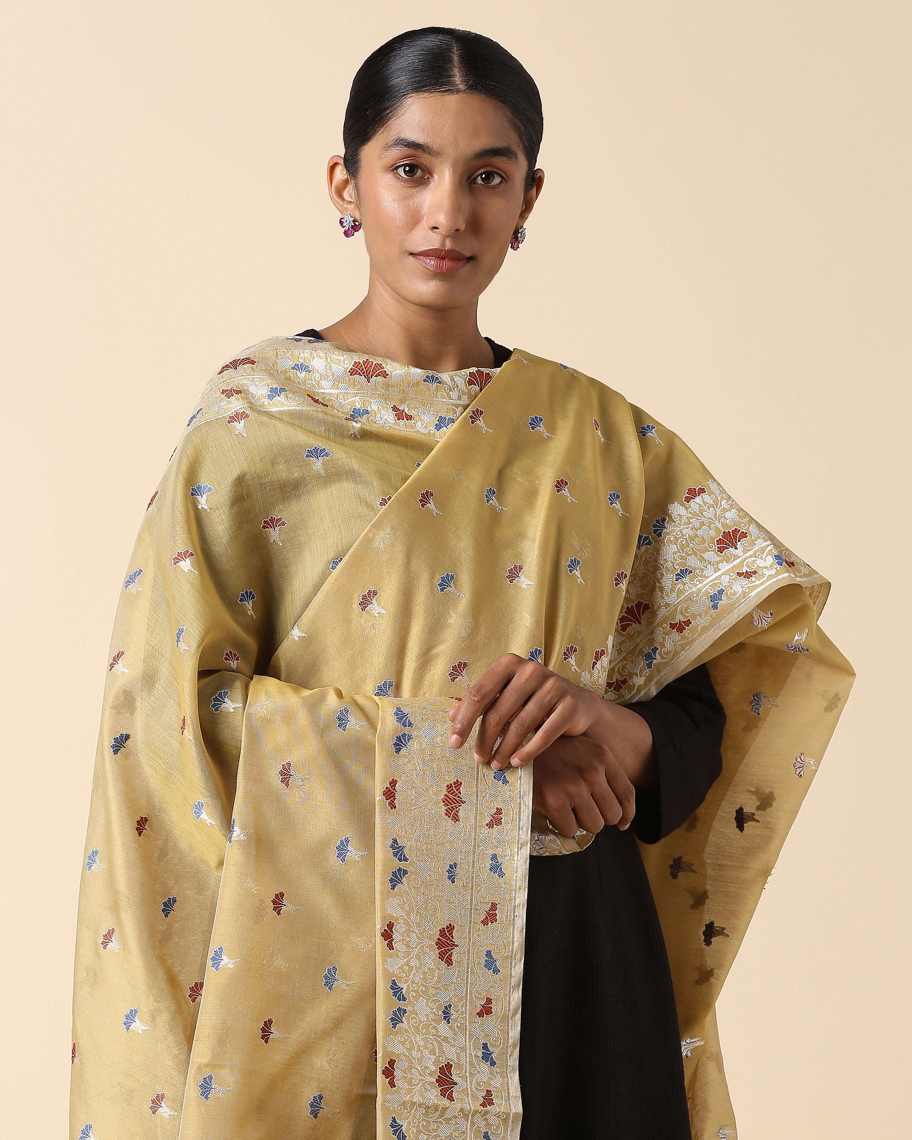 Riko Banarasi Kadwa Silk Cotton Dupatta