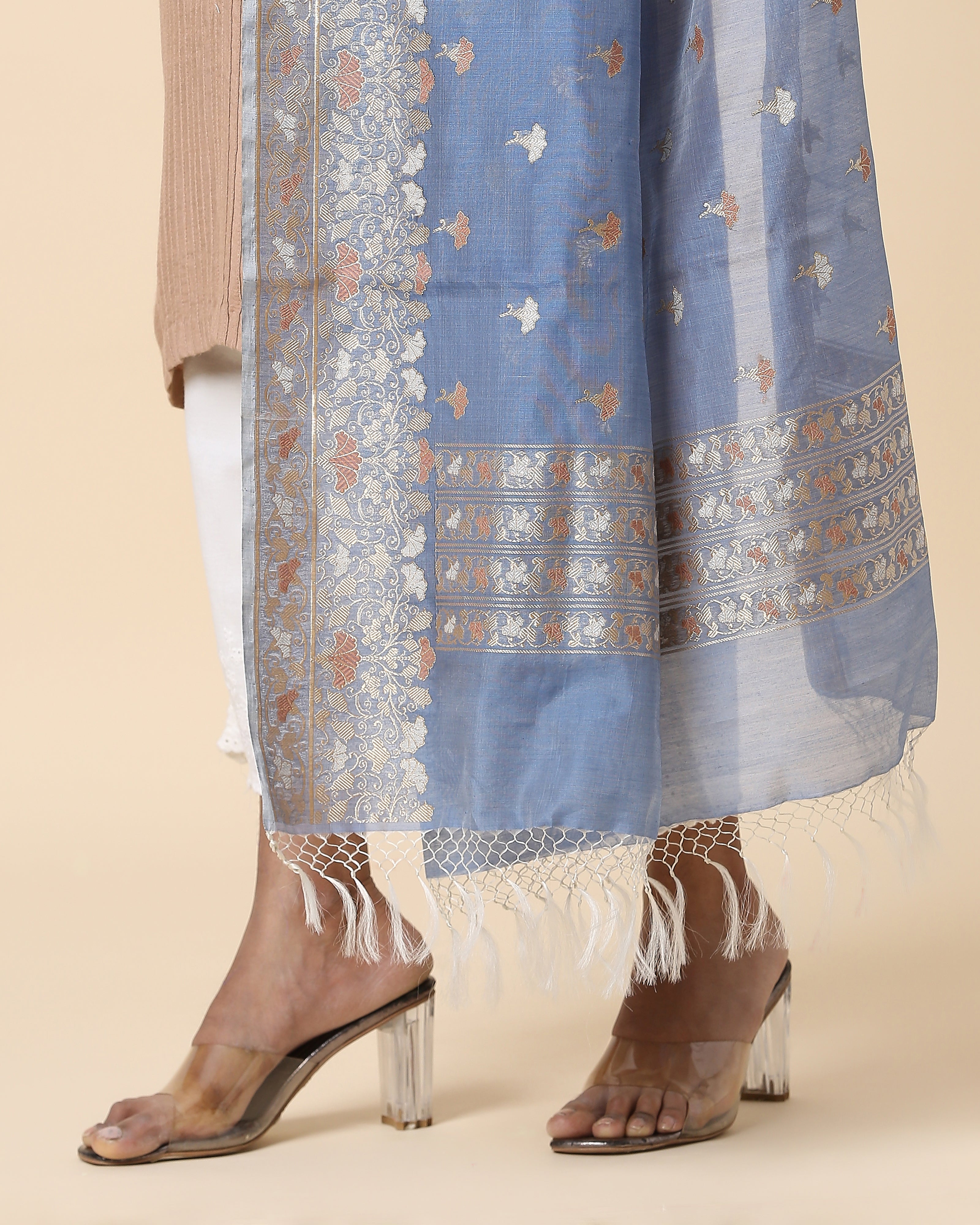 Riko Banarasi Kadwa Silk Cotton Dupatta