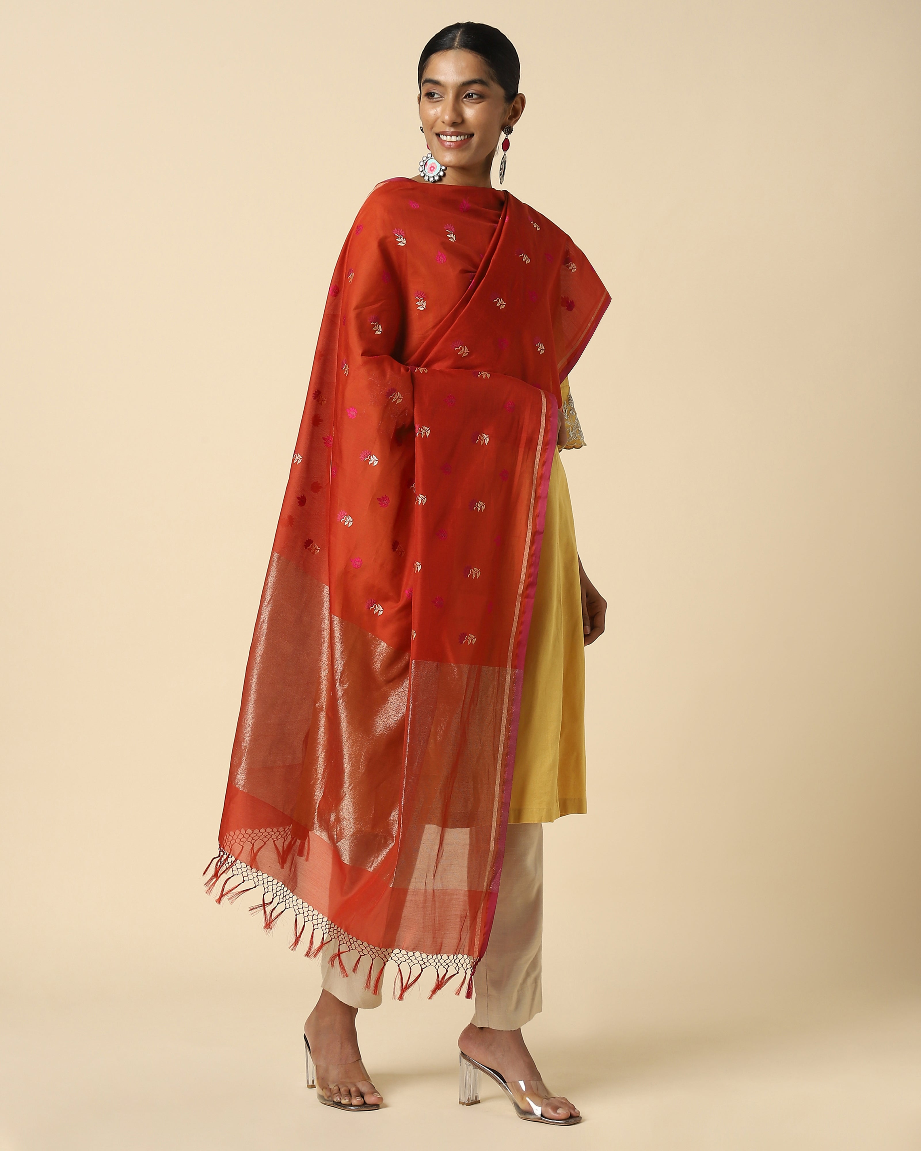 Zainab Banarasi Kadwa Silk Cotton Dupatta