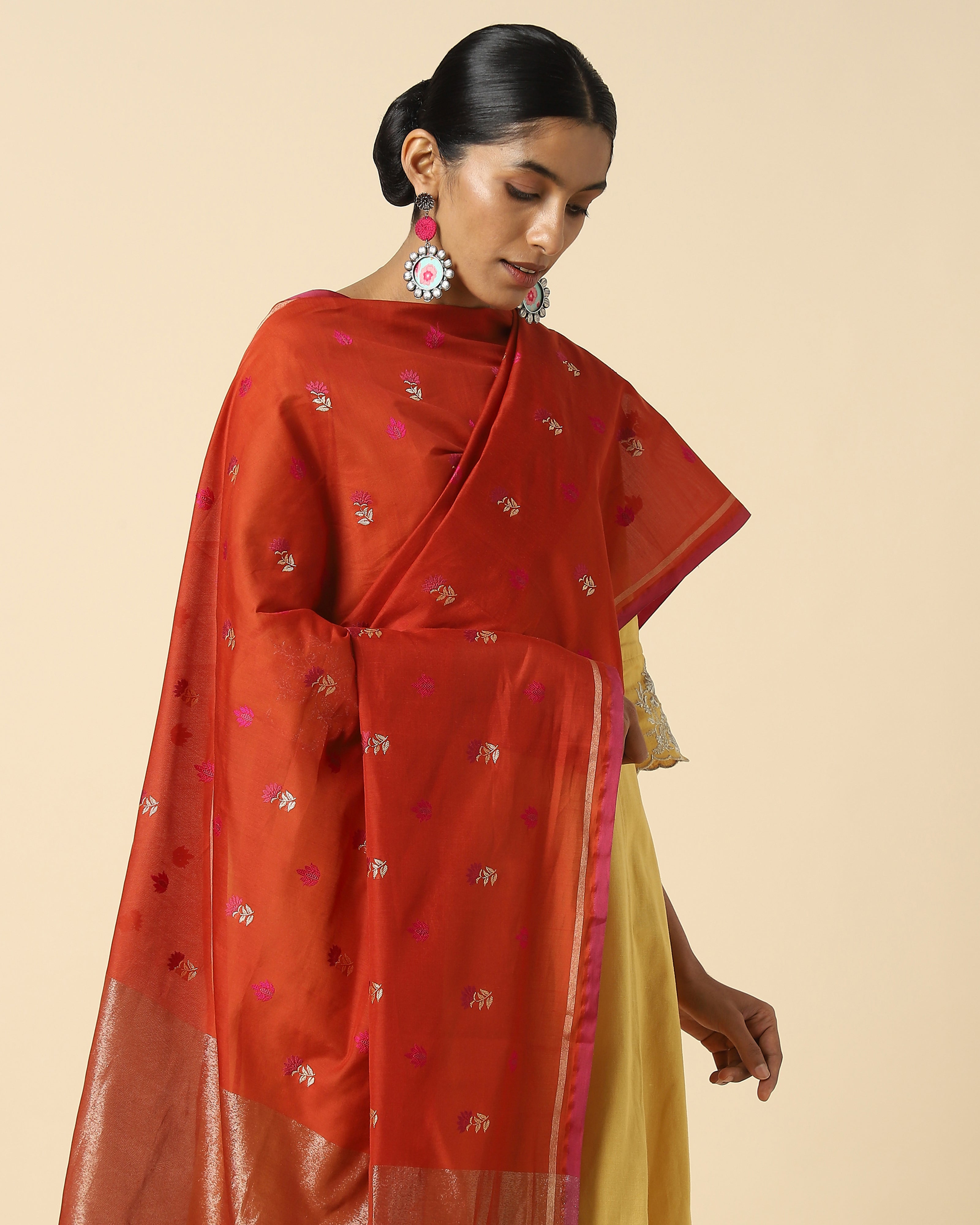 Zainab Banarasi Kadwa Silk Cotton Dupatta