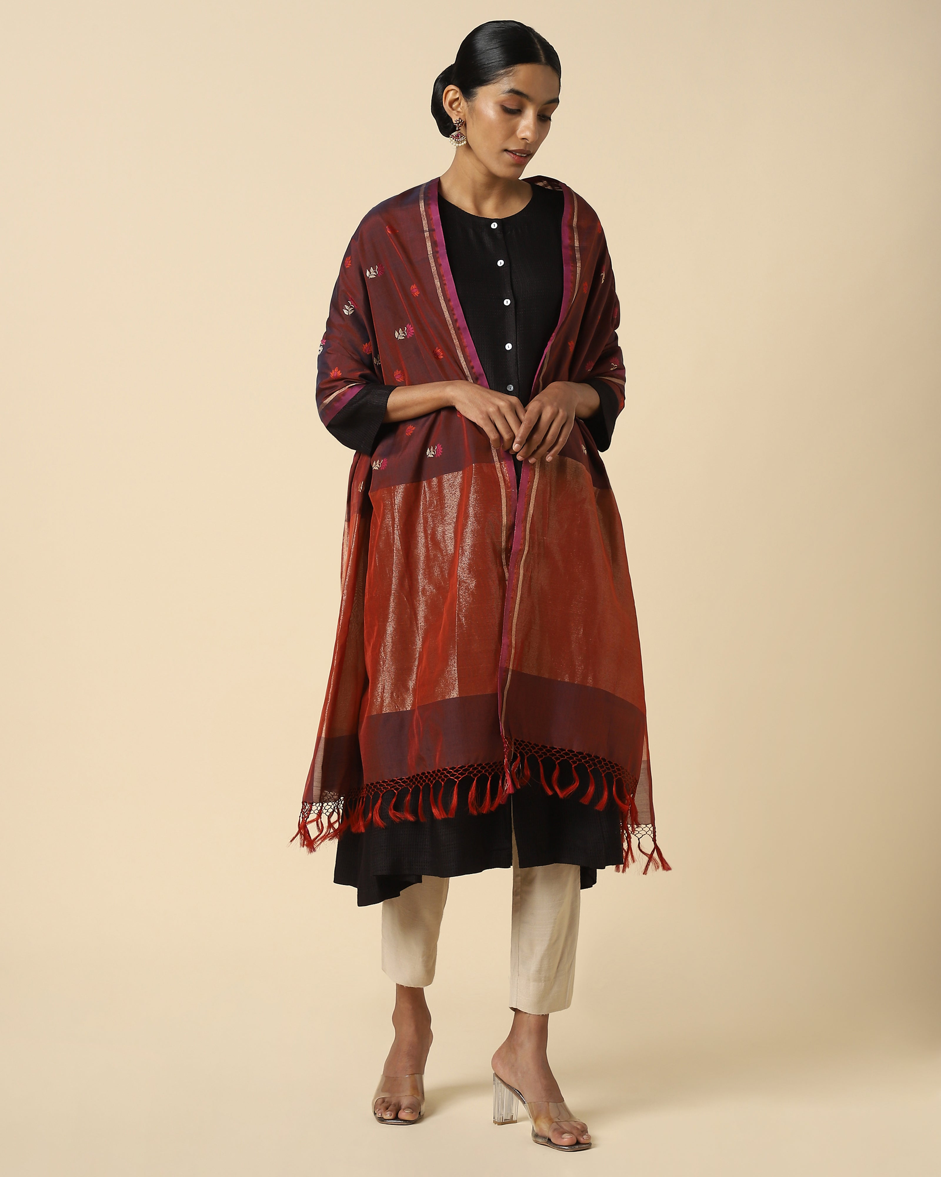 Zainab Banarasi Kadwa Silk Cotton Dupatta
