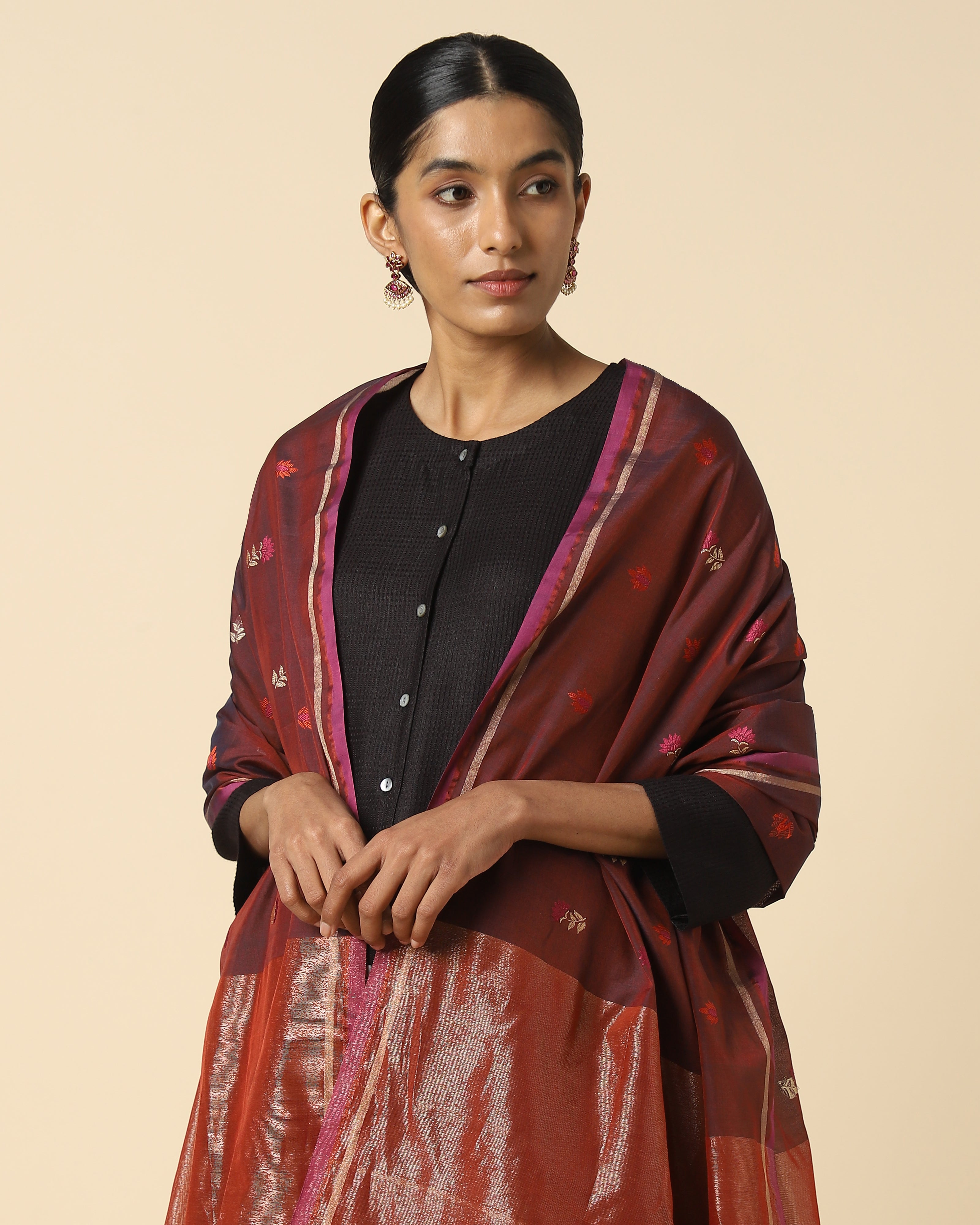 Zainab Banarasi Kadwa Silk Cotton Dupatta
