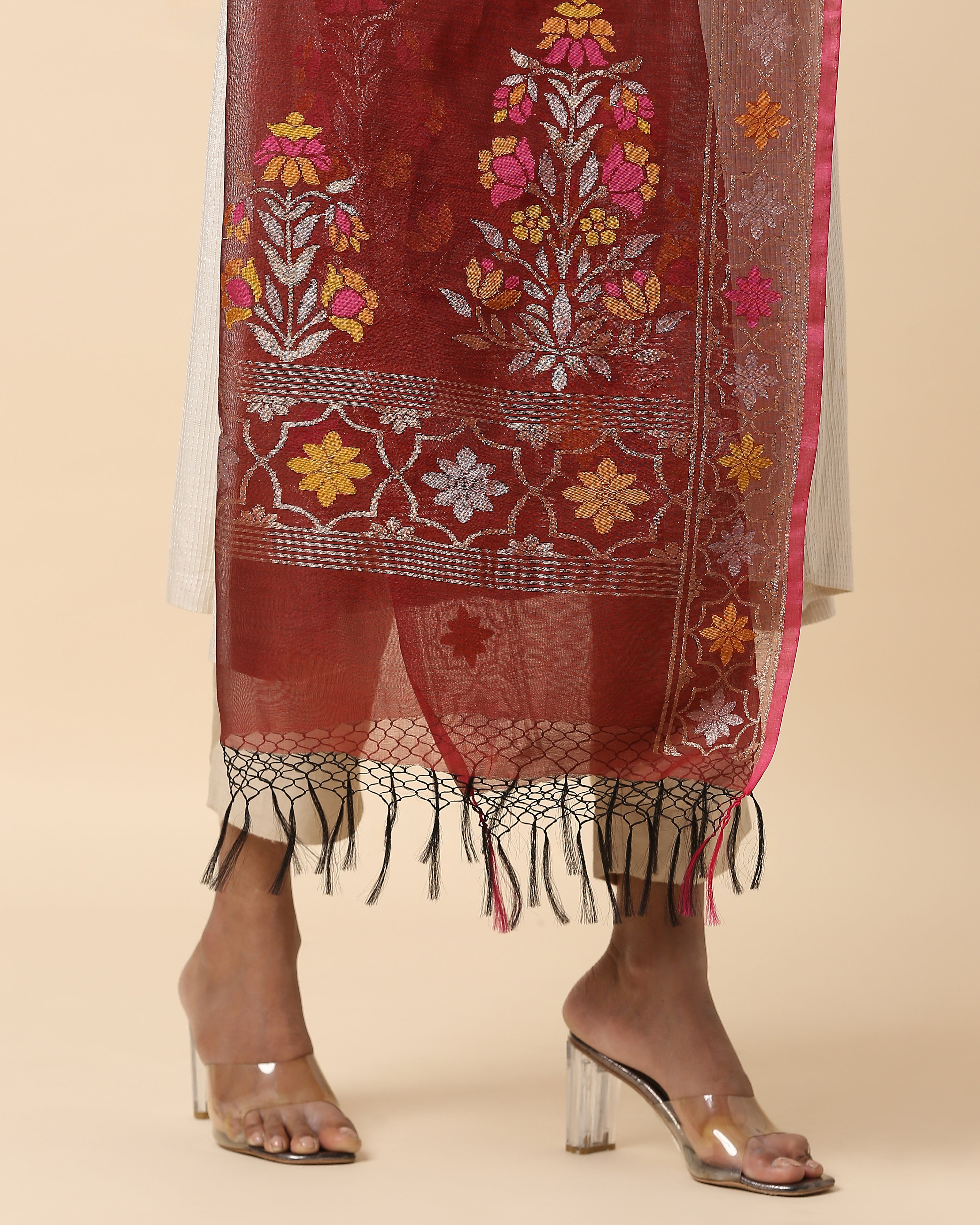 Pradha Banarasi Jamdani Silk Cotton Dupatta
